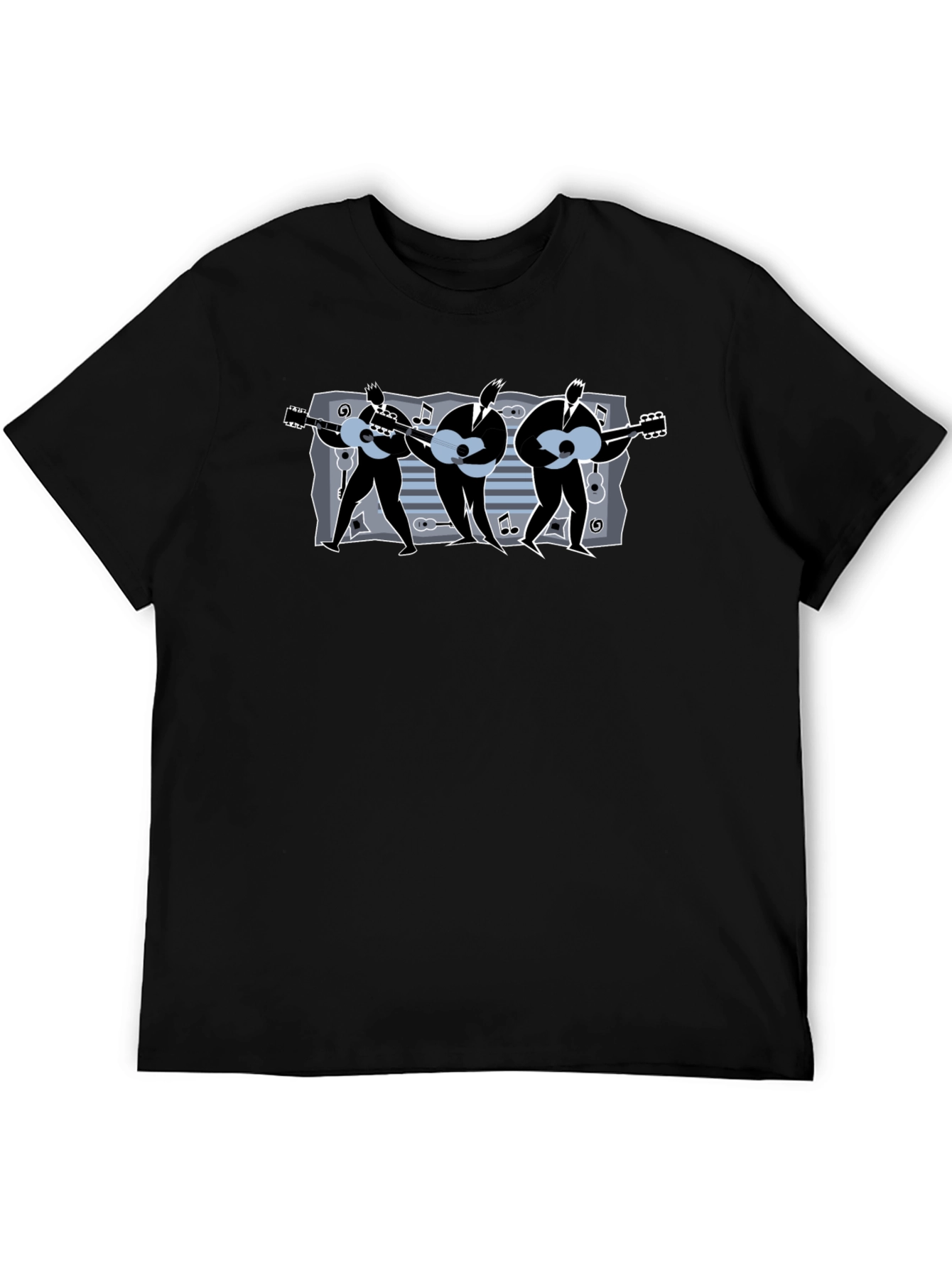 Guitar Trio T-Shirt: Musical Mens Black Tee