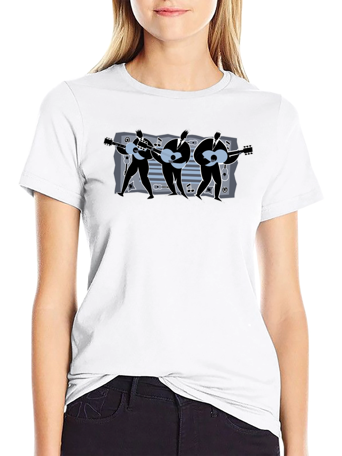 Guitar Trio T-Shirt: Musical Mens Black Tee