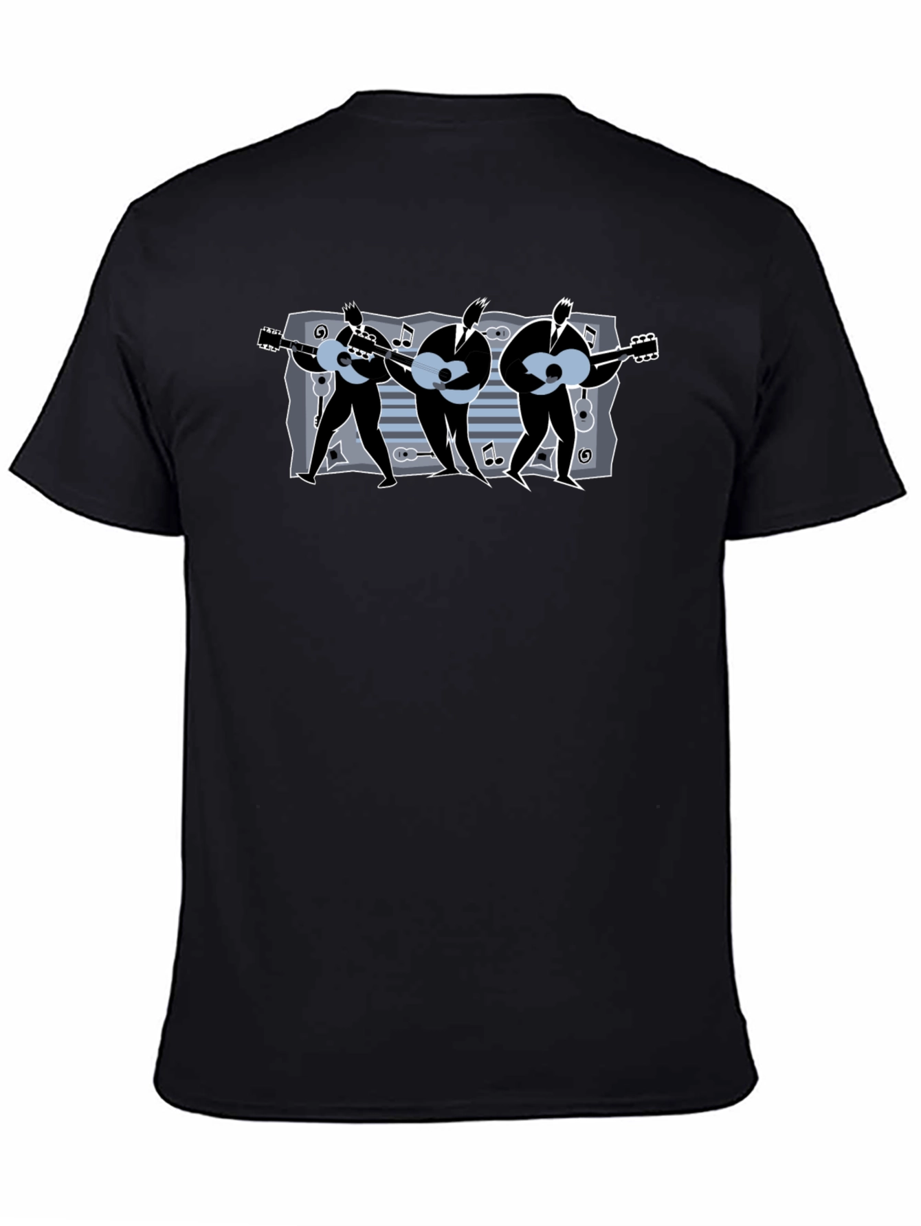 Guitar Trio T-Shirt: Musical Mens Black Tee