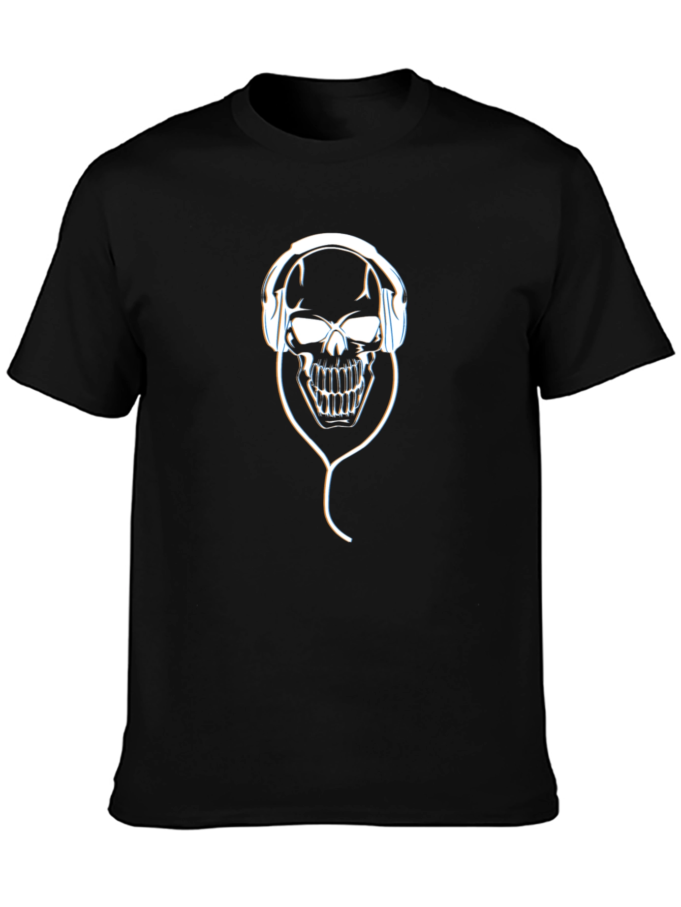 Skull with Headphones Graphic T-Shirt - Black