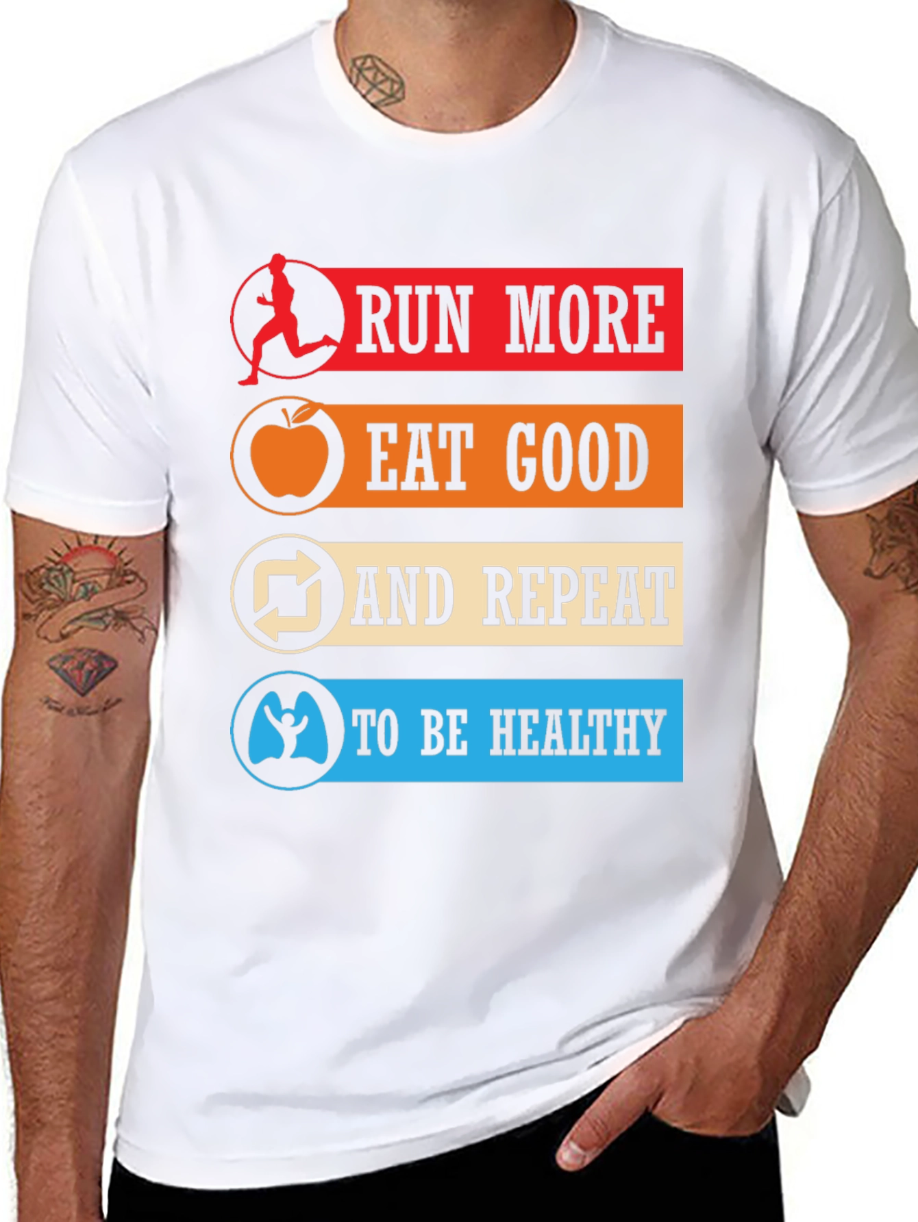 Run More Eat Good Healthy Lifestyle T-Shirt