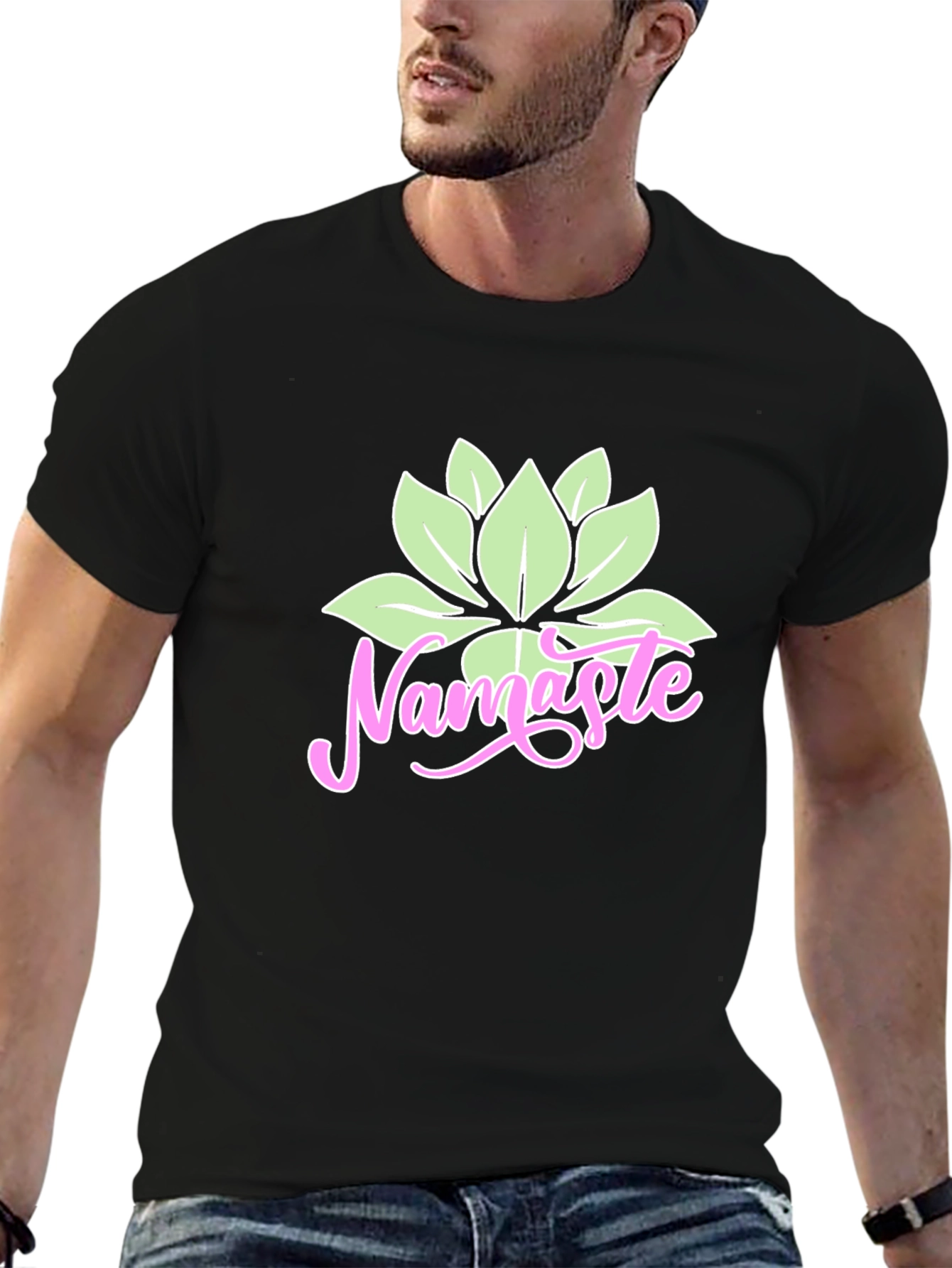 Namaste Lotus Graphic T-Shirt - Black