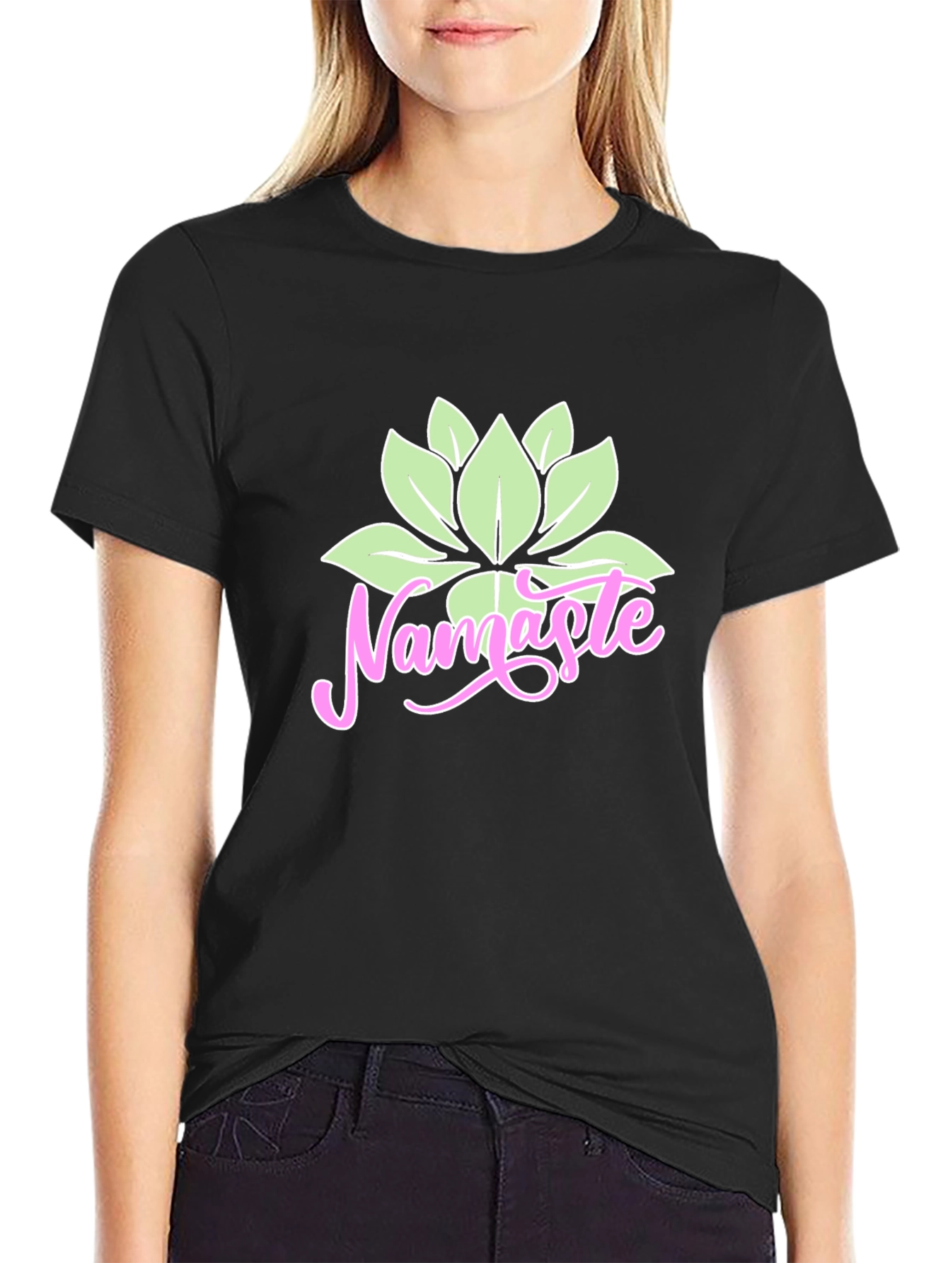 Namaste Lotus Graphic T-Shirt - Black