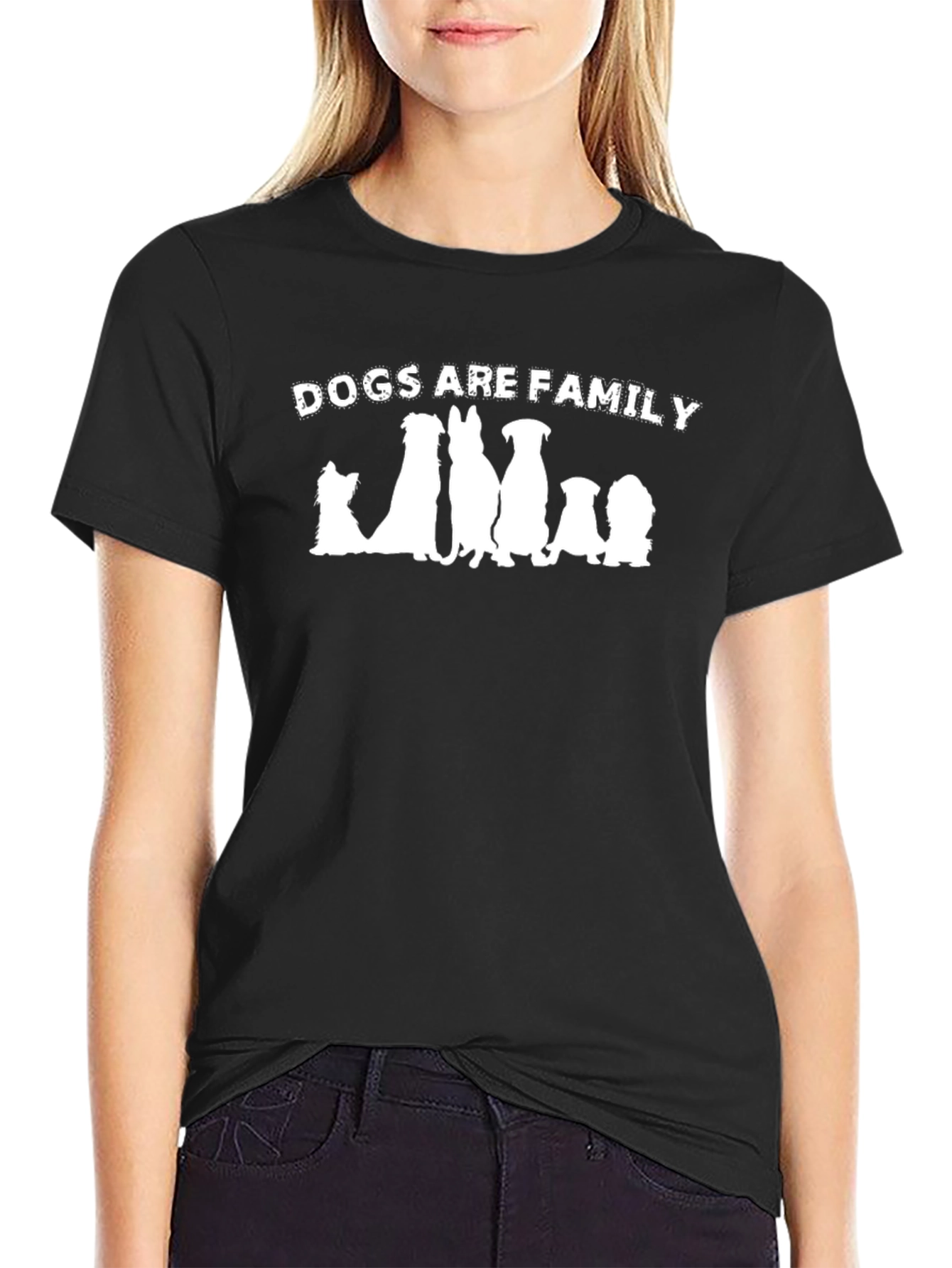 Dogs Are Family Graphic Tee - Black Cotton Blend