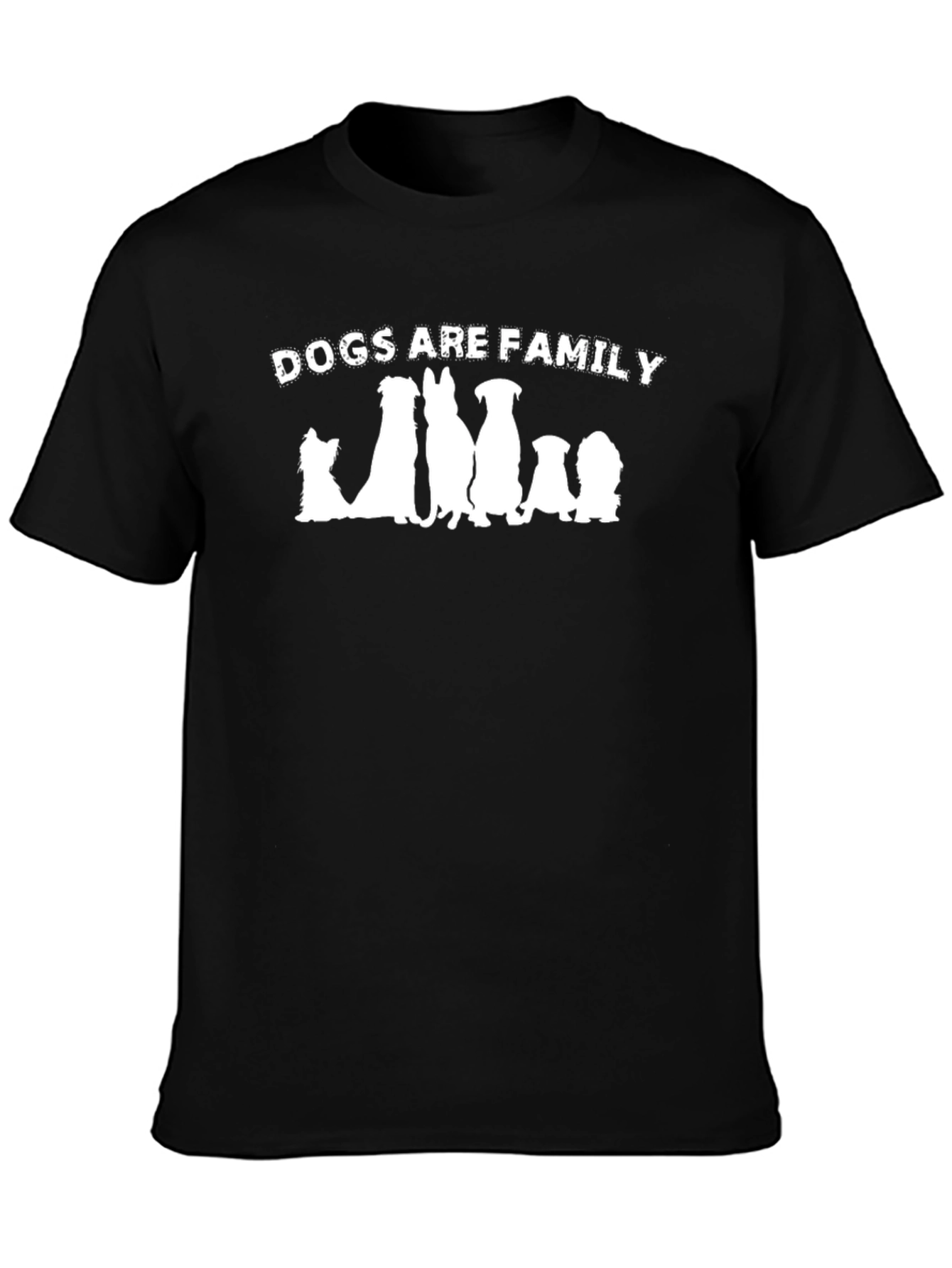 Dogs Are Family Graphic Tee - Black Cotton Blend