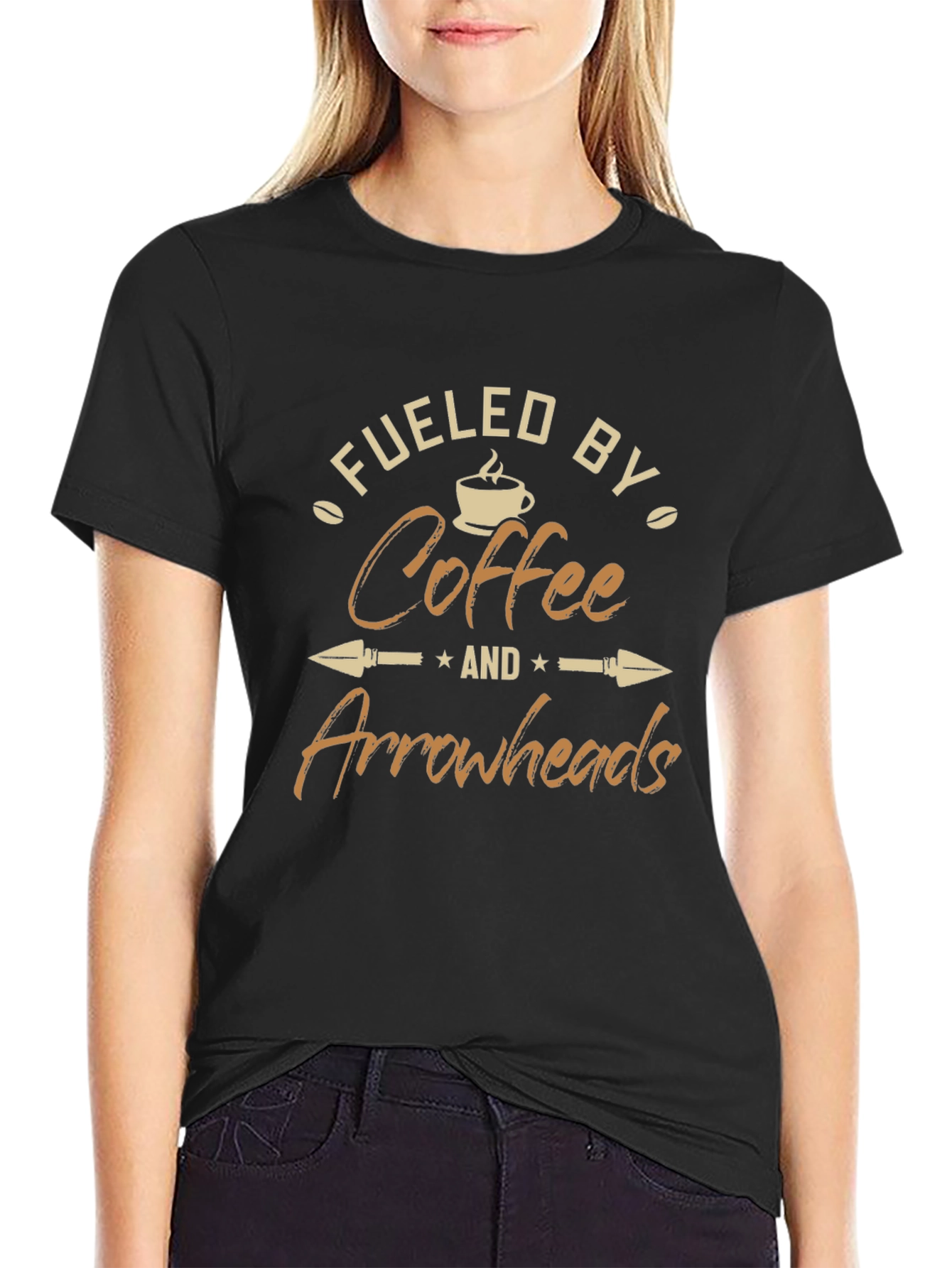Fueled By Coffee and Arrowheads Black T-Shirt