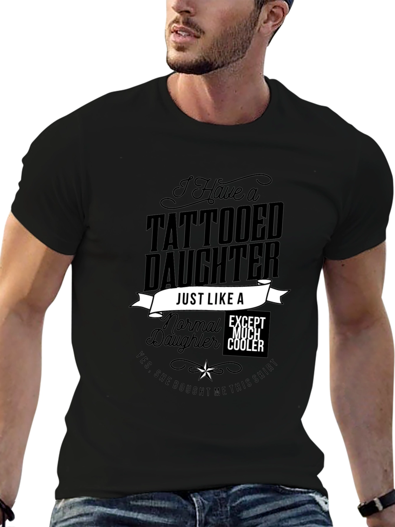 Tattooed Daughter Novelty Graphic T-Shirt