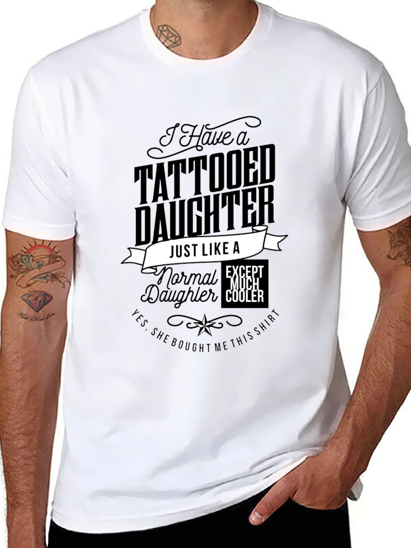 Tattooed Daughter Novelty Graphic T-Shirt