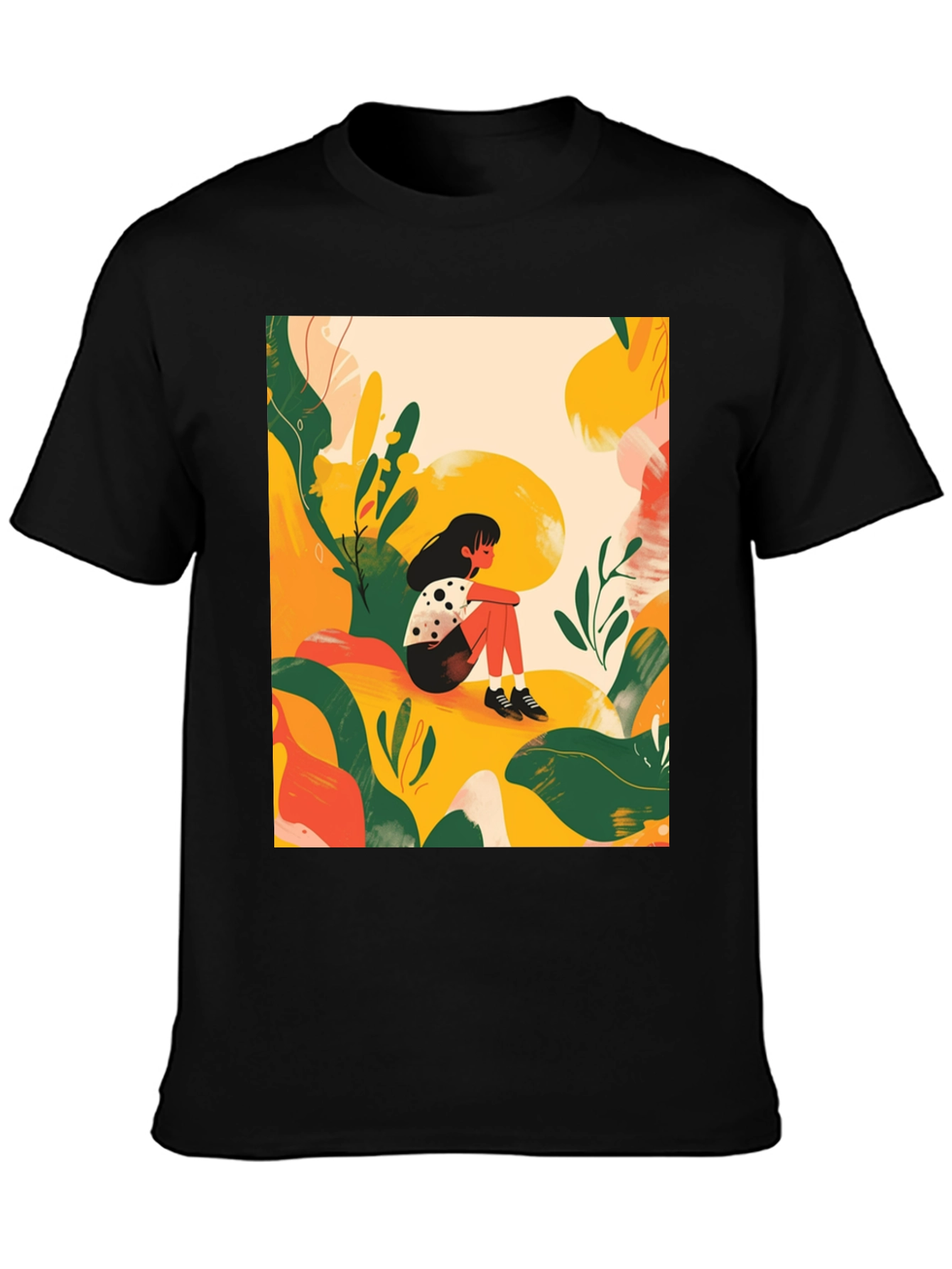 Abstract Girl Black T-Shirt - Stylish Graphic Tee