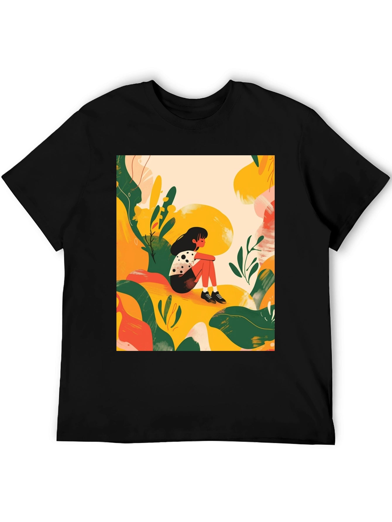 Abstract Girl Black T-Shirt - Stylish Graphic Tee