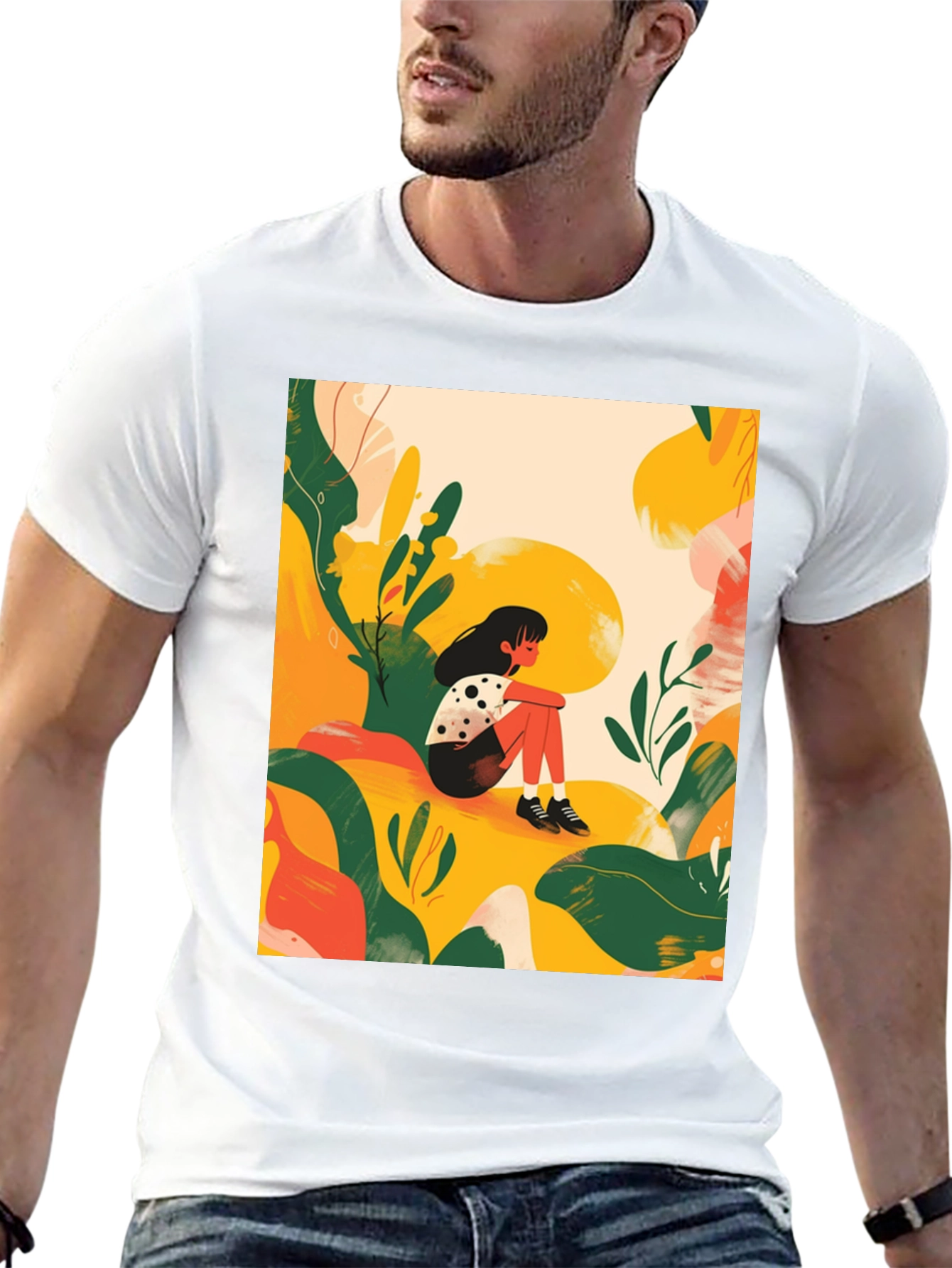 Abstract Girl Black T-Shirt - Stylish Graphic Tee