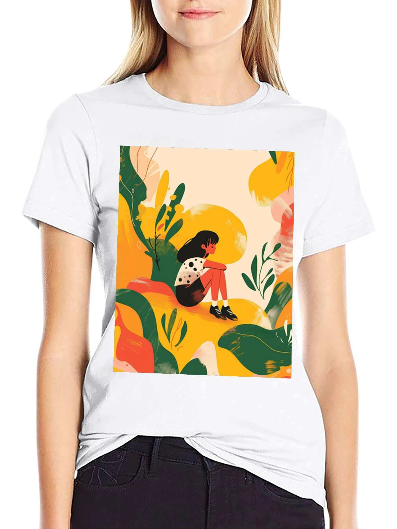 Abstract Girl Black T-Shirt - Stylish Graphic Tee