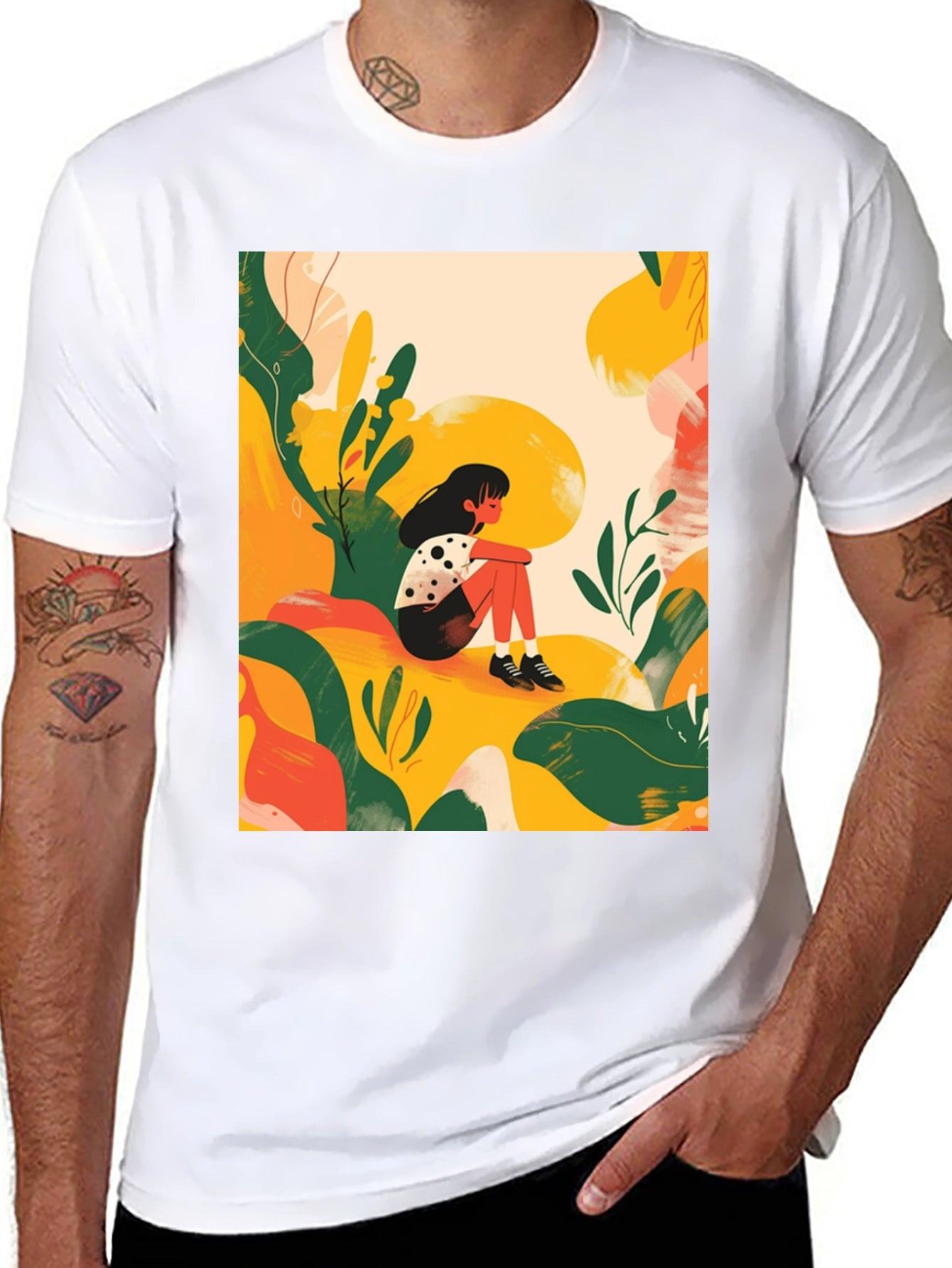 Abstract Girl Black T-Shirt - Stylish Graphic Tee