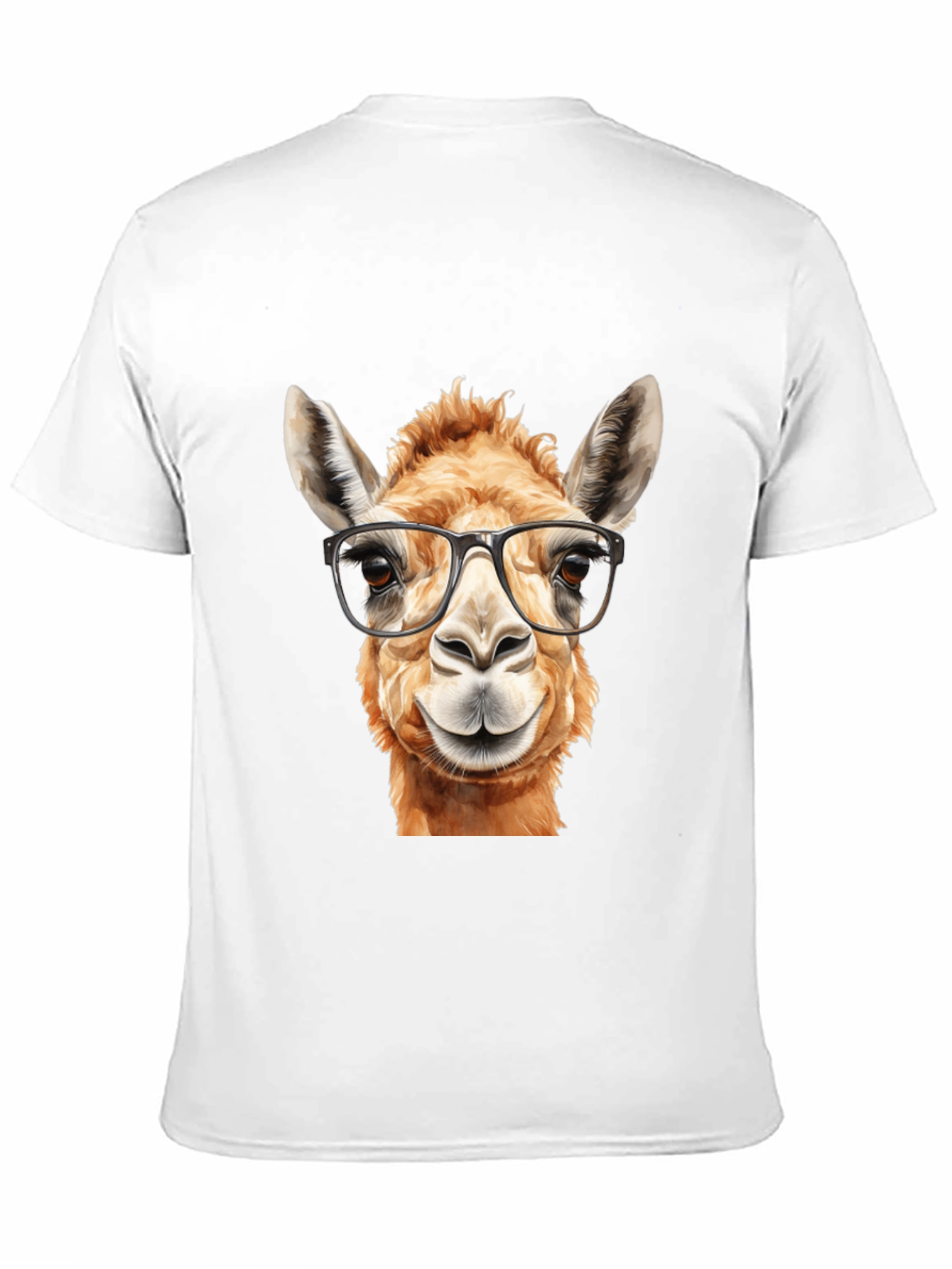Llama with Glasses Black T-Shirt