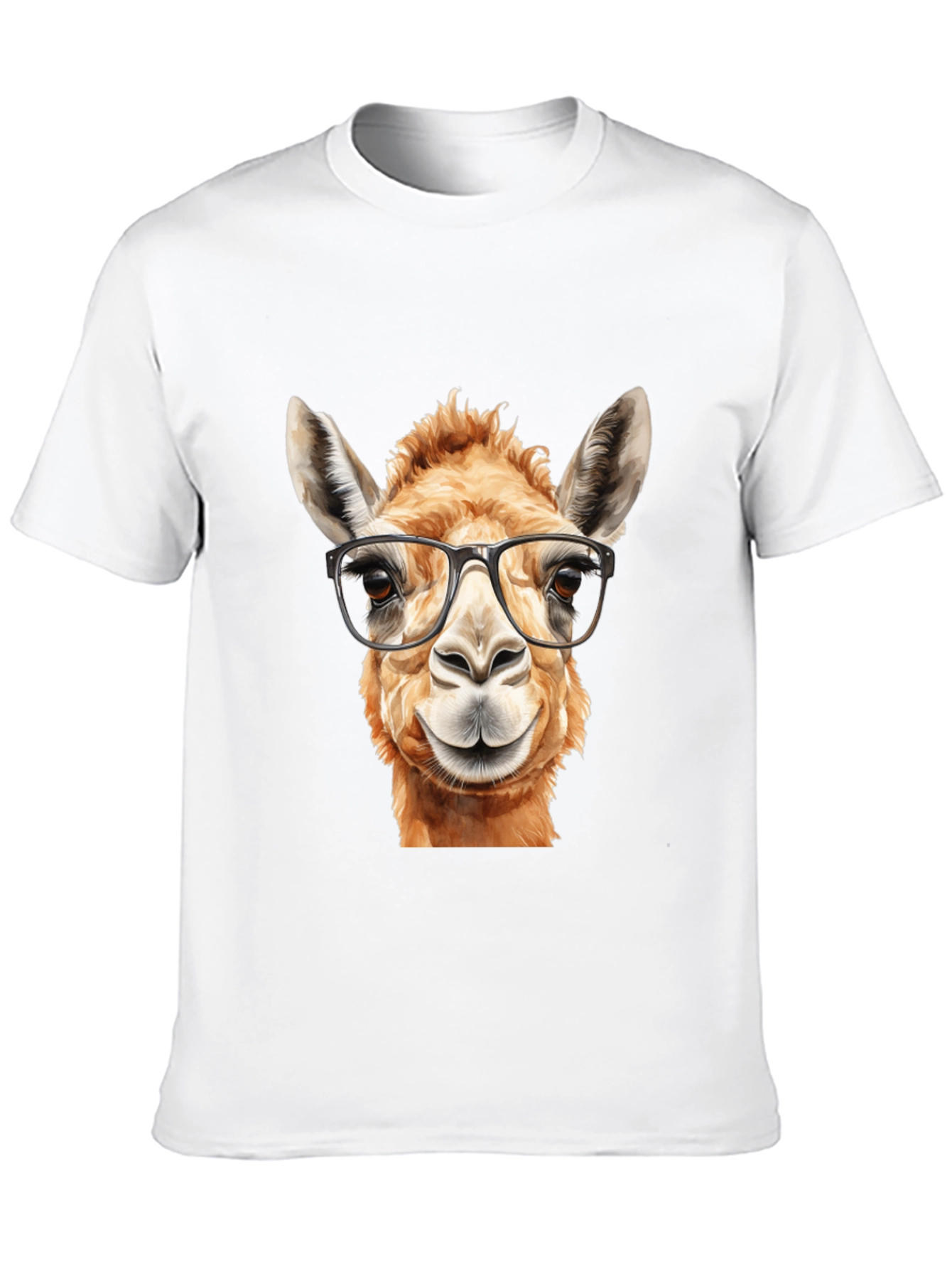 Llama with Glasses Black T-Shirt