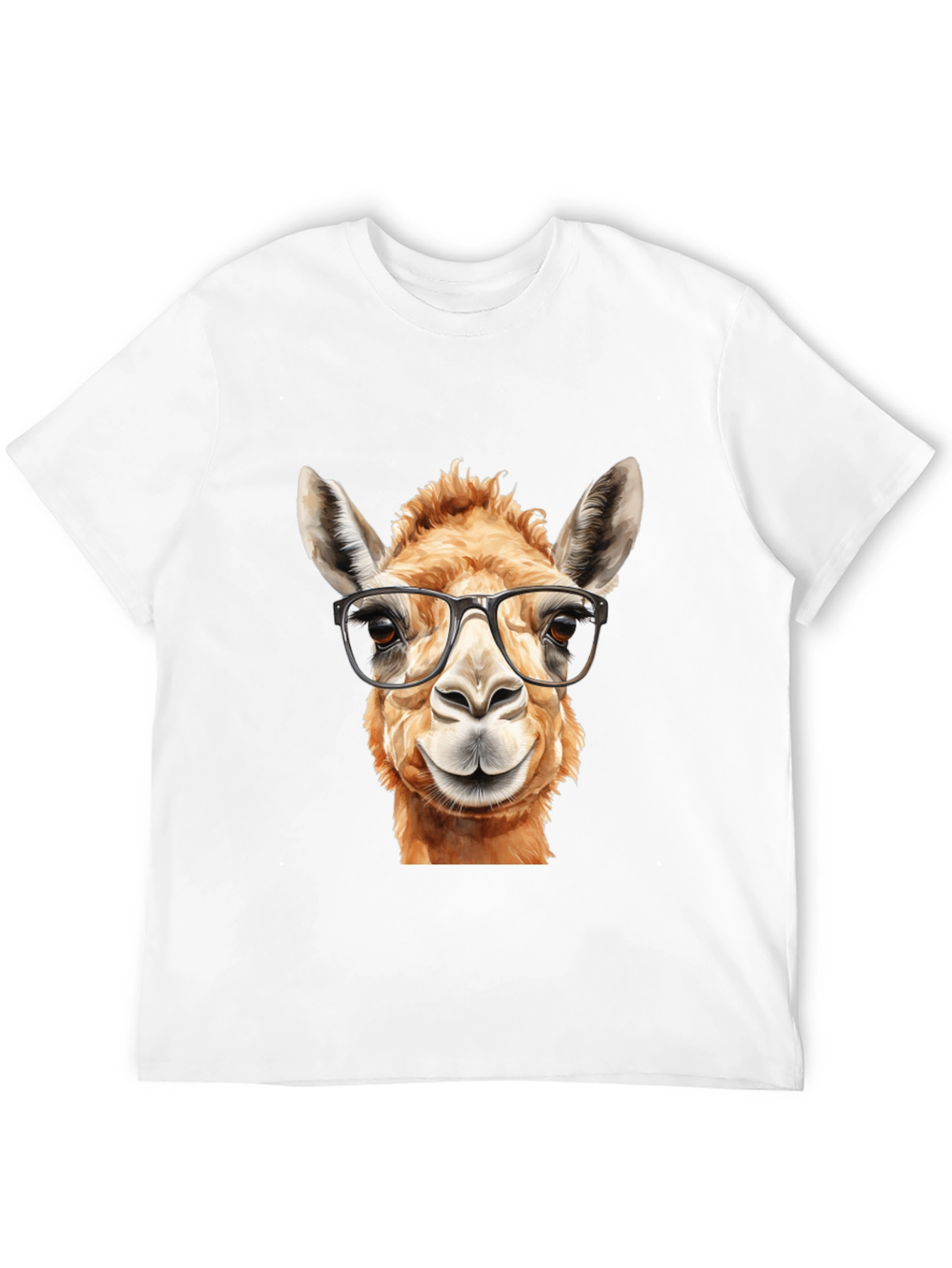 Llama with Glasses Black T-Shirt