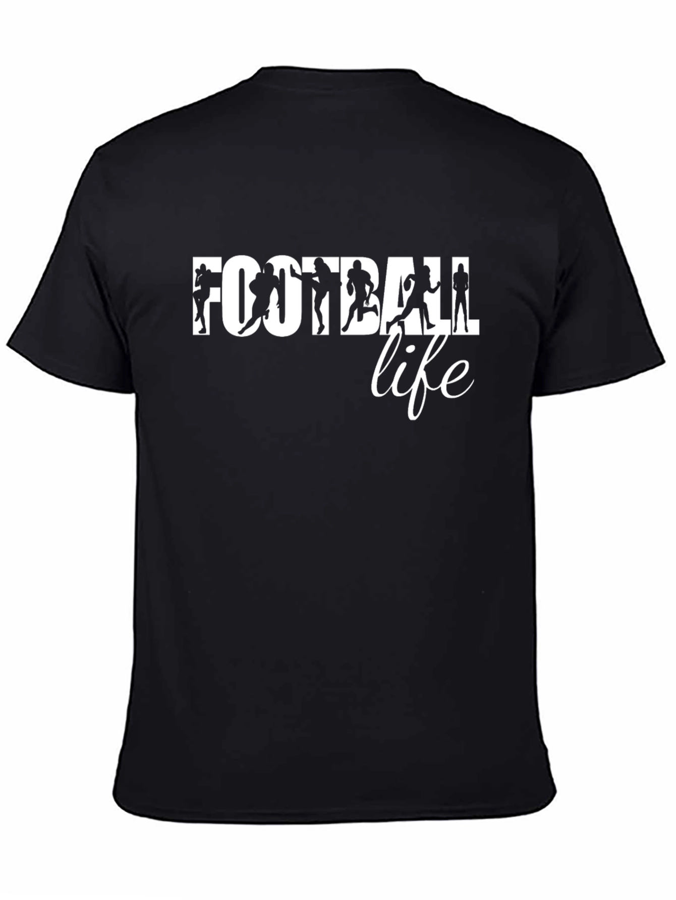 Football Life Graphic Tee - Black Cotton T-Shirt