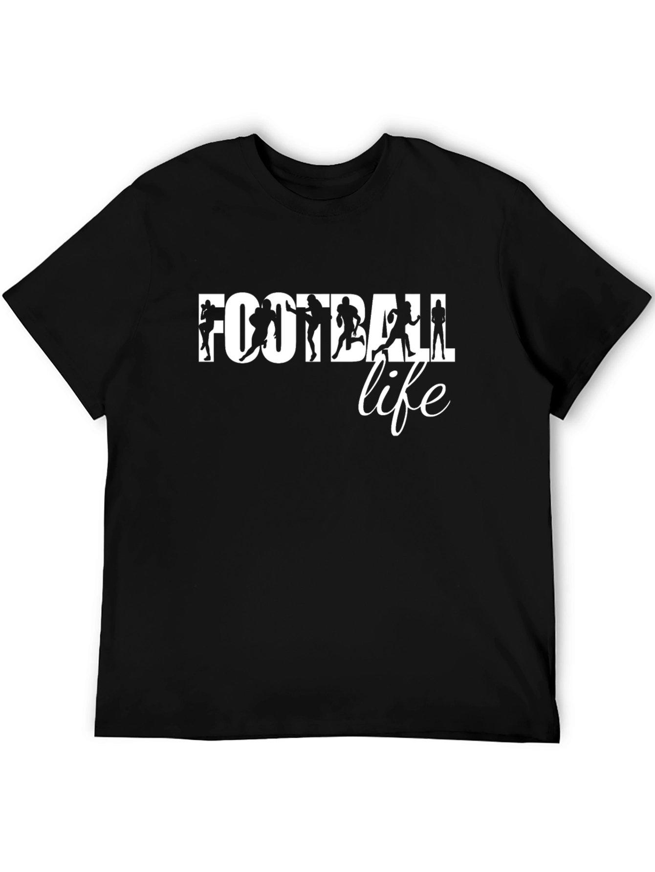 Football Life Graphic Tee - Black Cotton T-Shirt