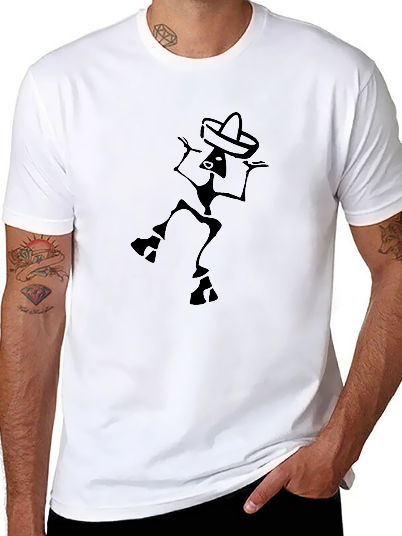 Dancing Skeleton Sombrero T-Shirt - Classic Black