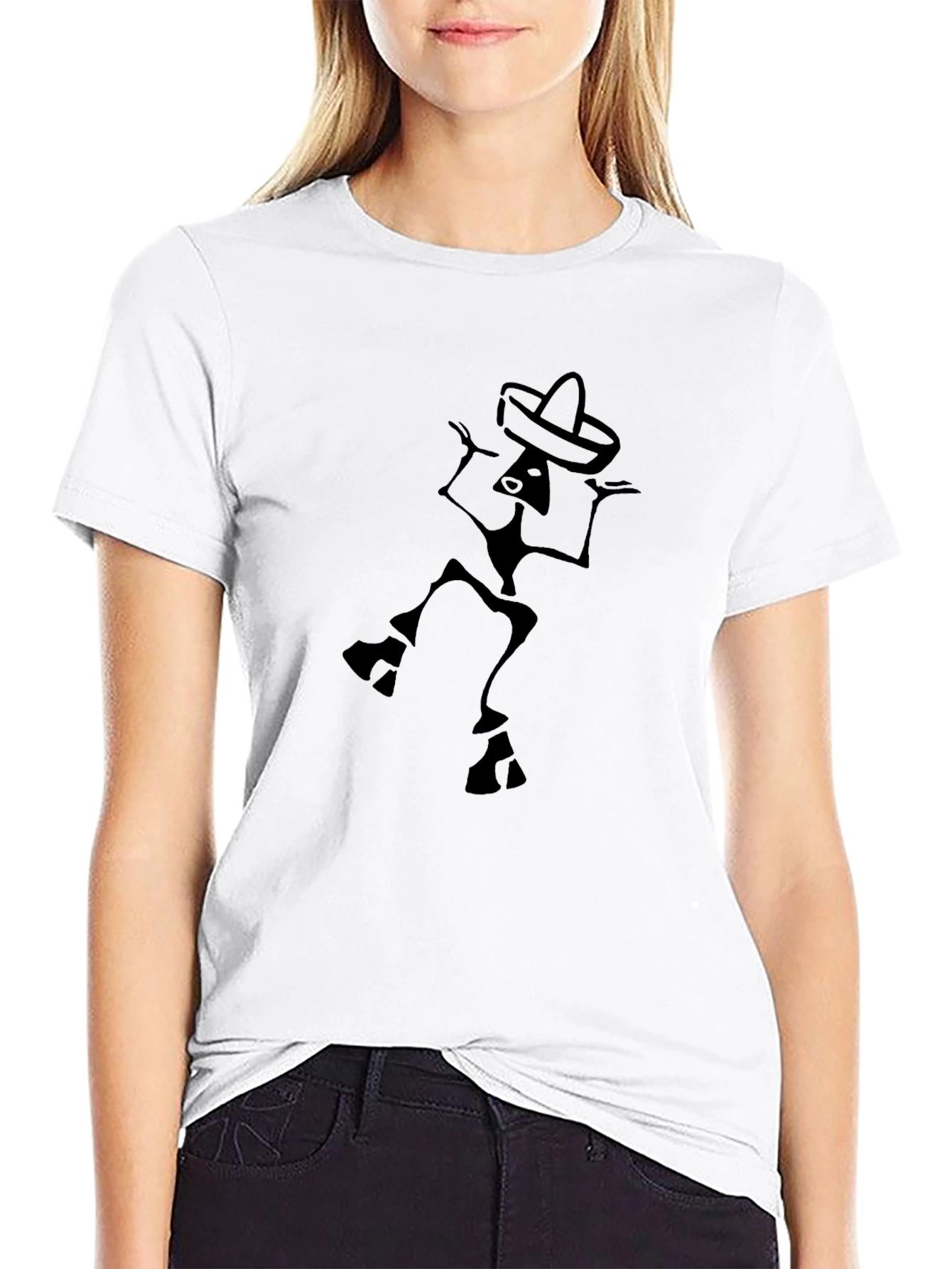 Dancing Skeleton Sombrero T-Shirt - Classic Black