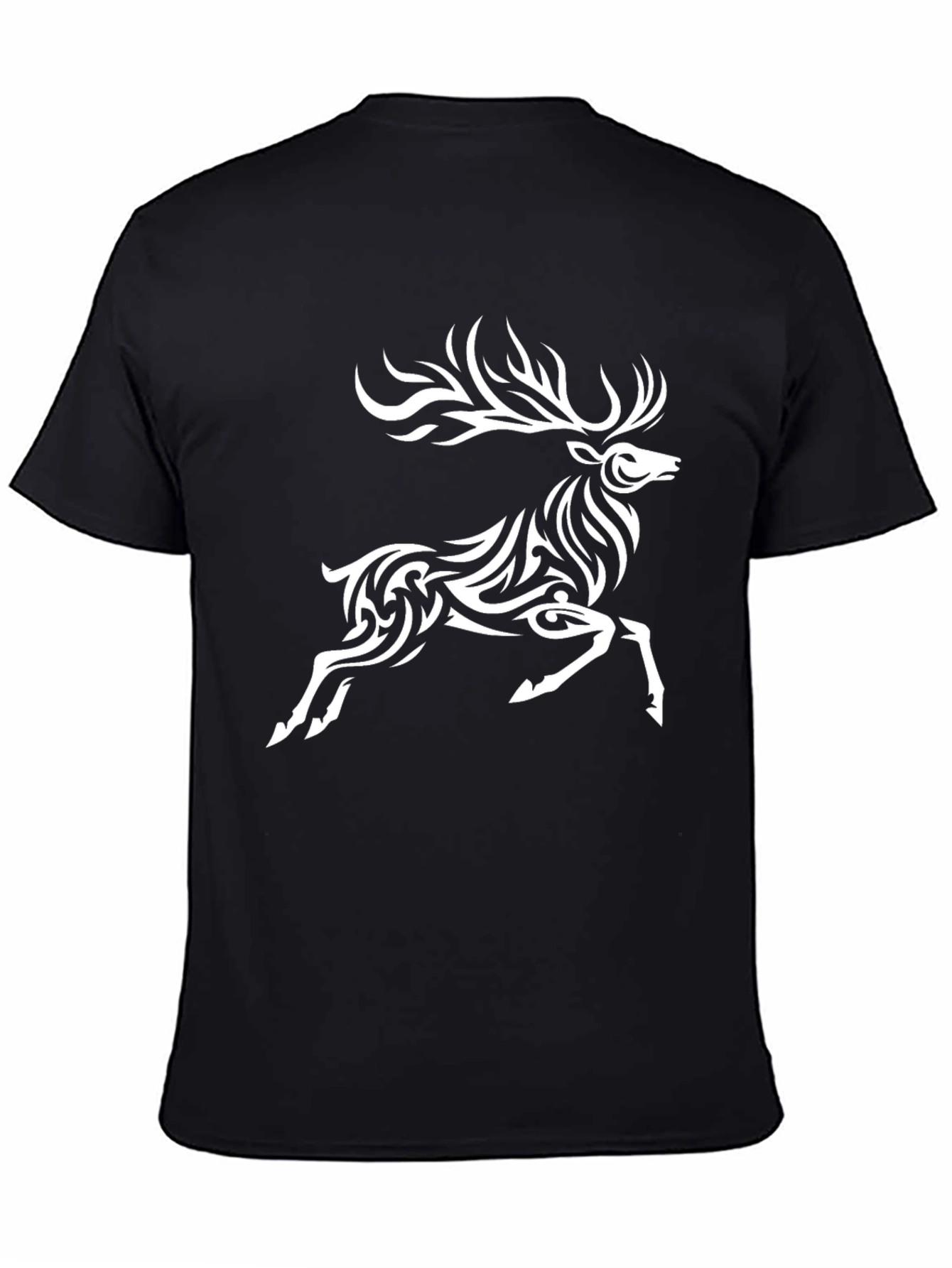 Tribal Deer Graphic Black T-Shirt