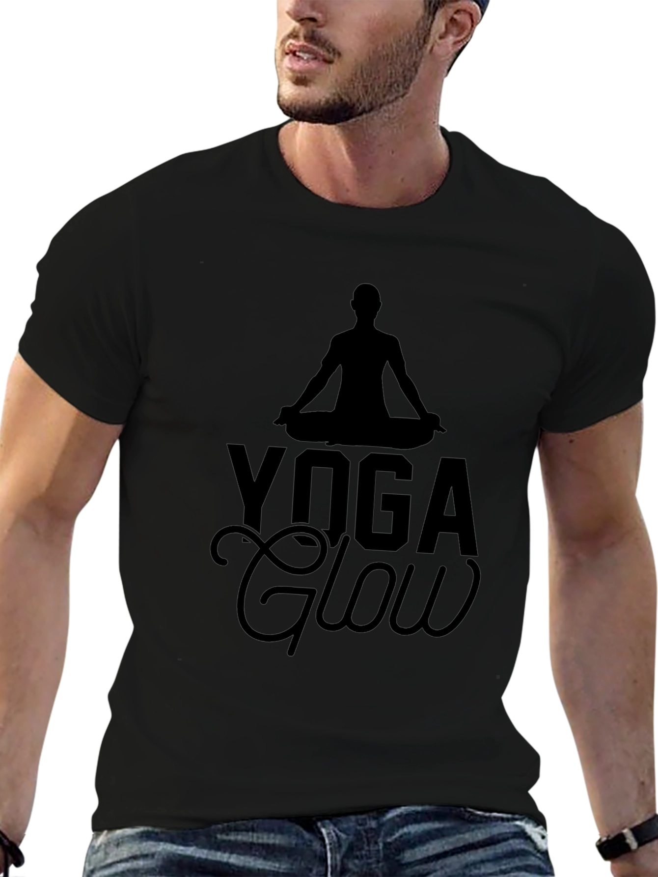 Yoga Glow Black T-Shirt Meditation Tee