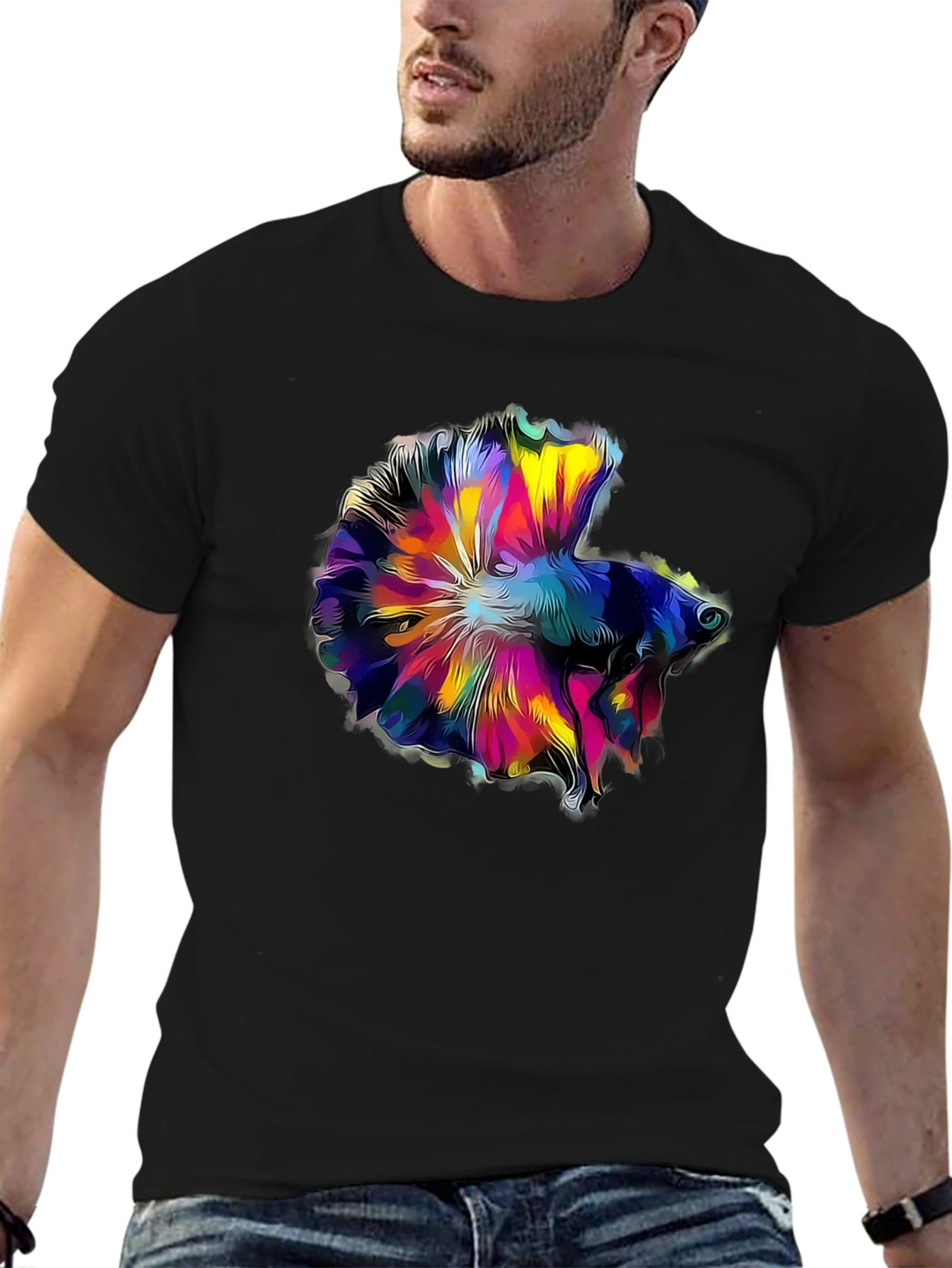 Betta Fish Graphic Tee - Mens Black T-Shirt