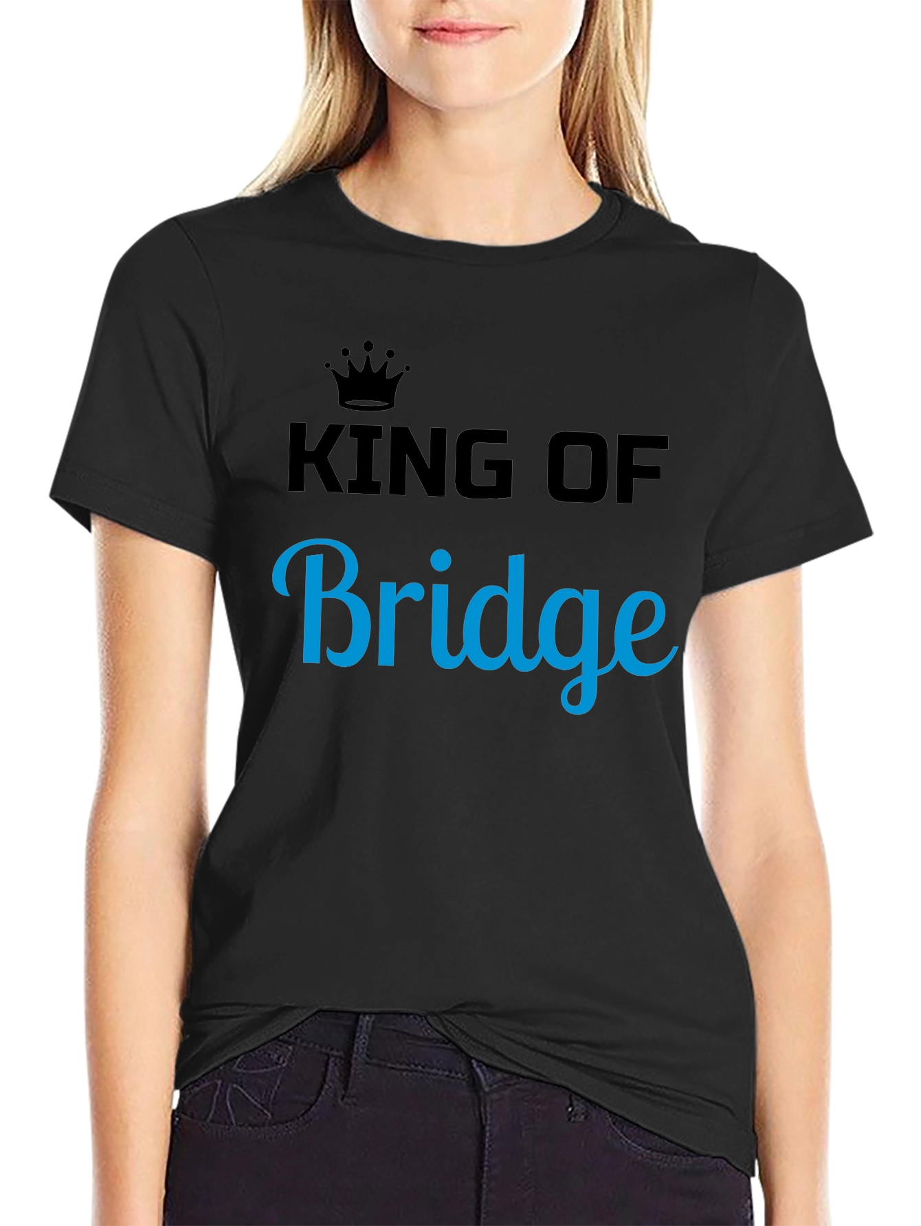 King of Bridge Graphic Tee - Black Cotton T-Shirt