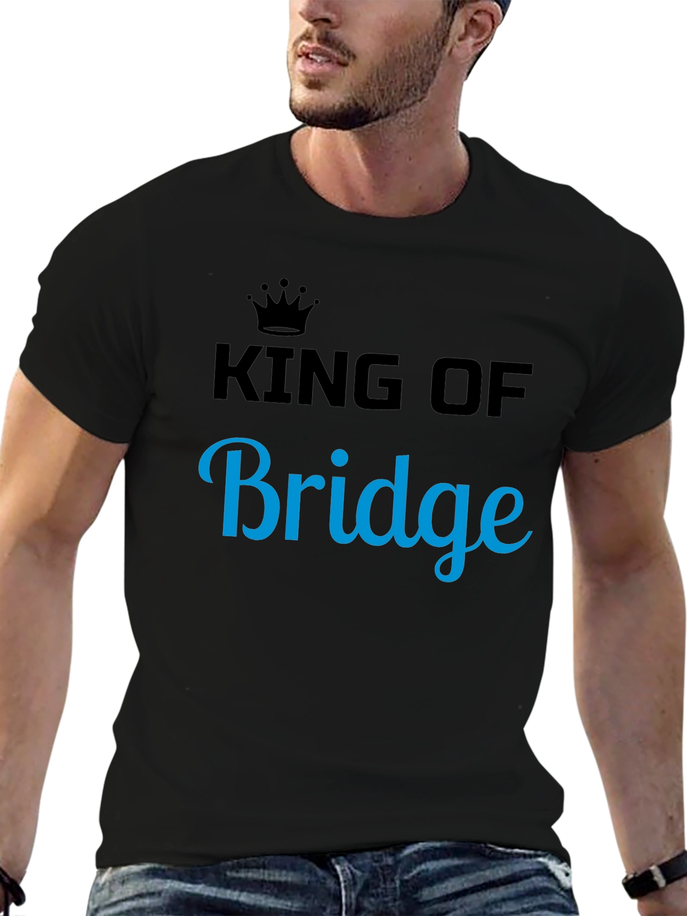 King of Bridge Graphic Tee - Black Cotton T-Shirt
