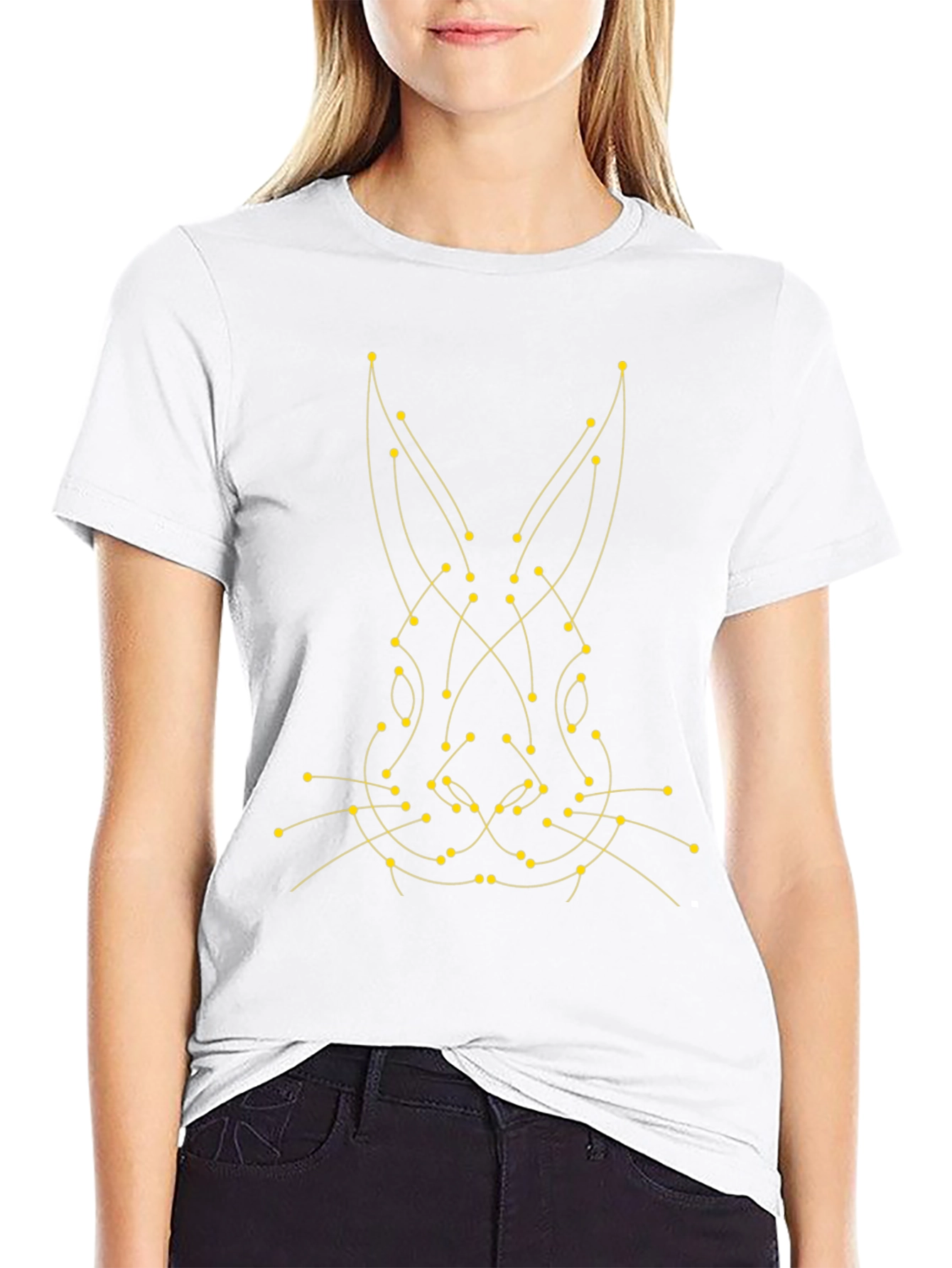 Geometric Bunny Graphic Tee - Modern Black T-Shirt
