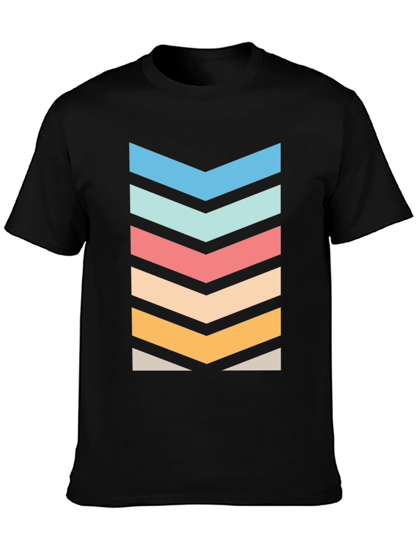 Retro Chevron Graphic Tee - Stylish Black T-Shirt