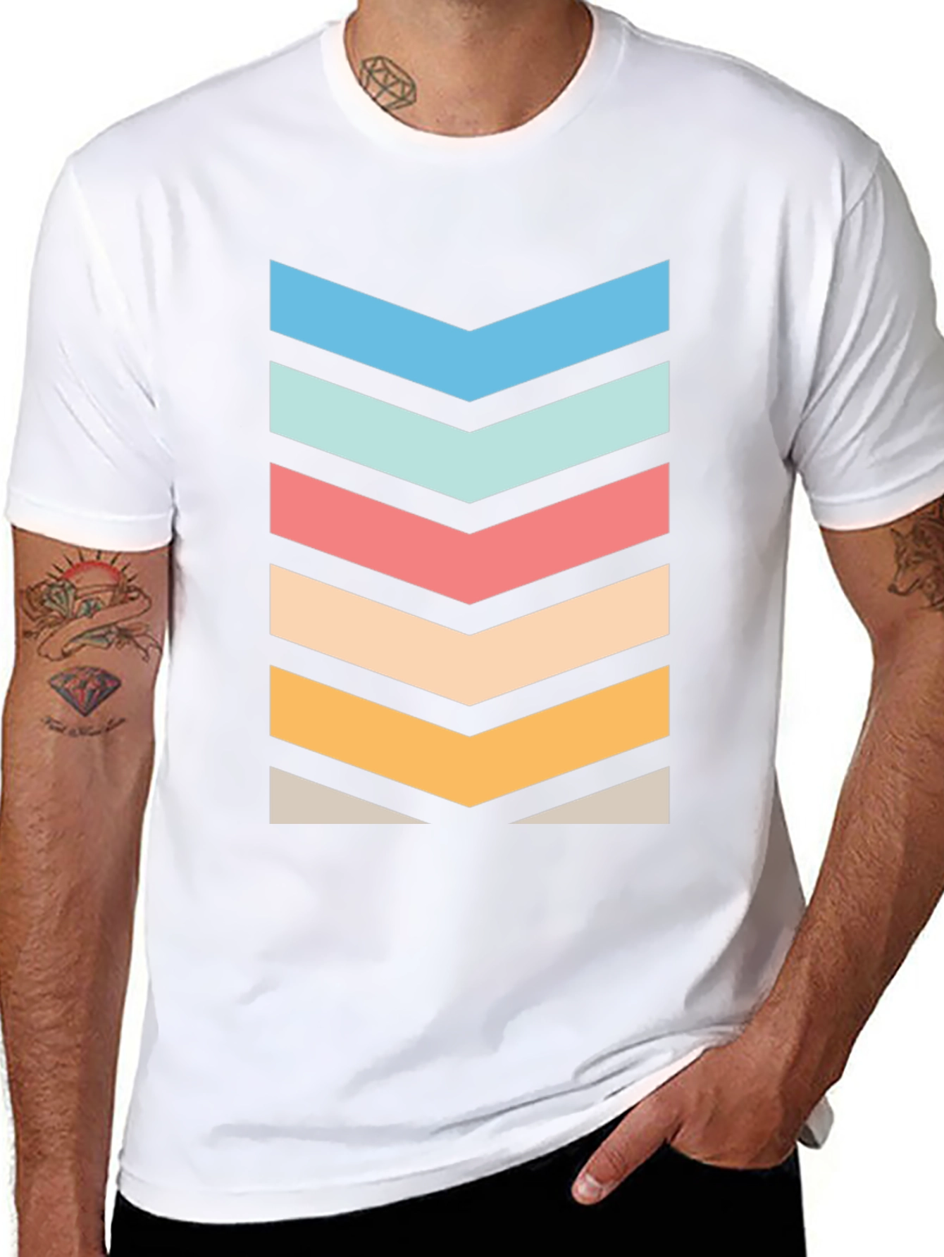 Retro Chevron Graphic Tee - Stylish Black T-Shirt