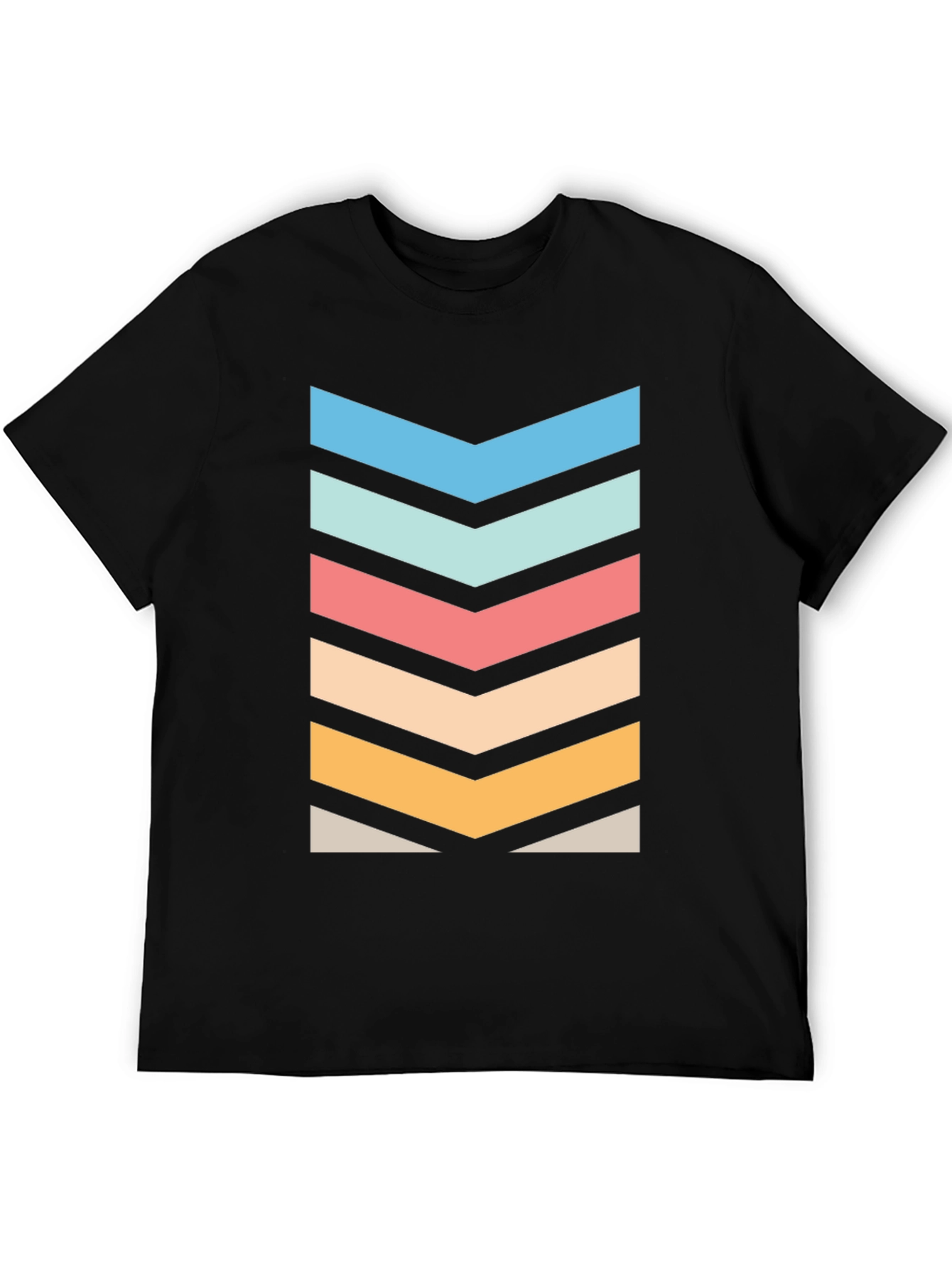 Retro Chevron Graphic Tee - Stylish Black T-Shirt