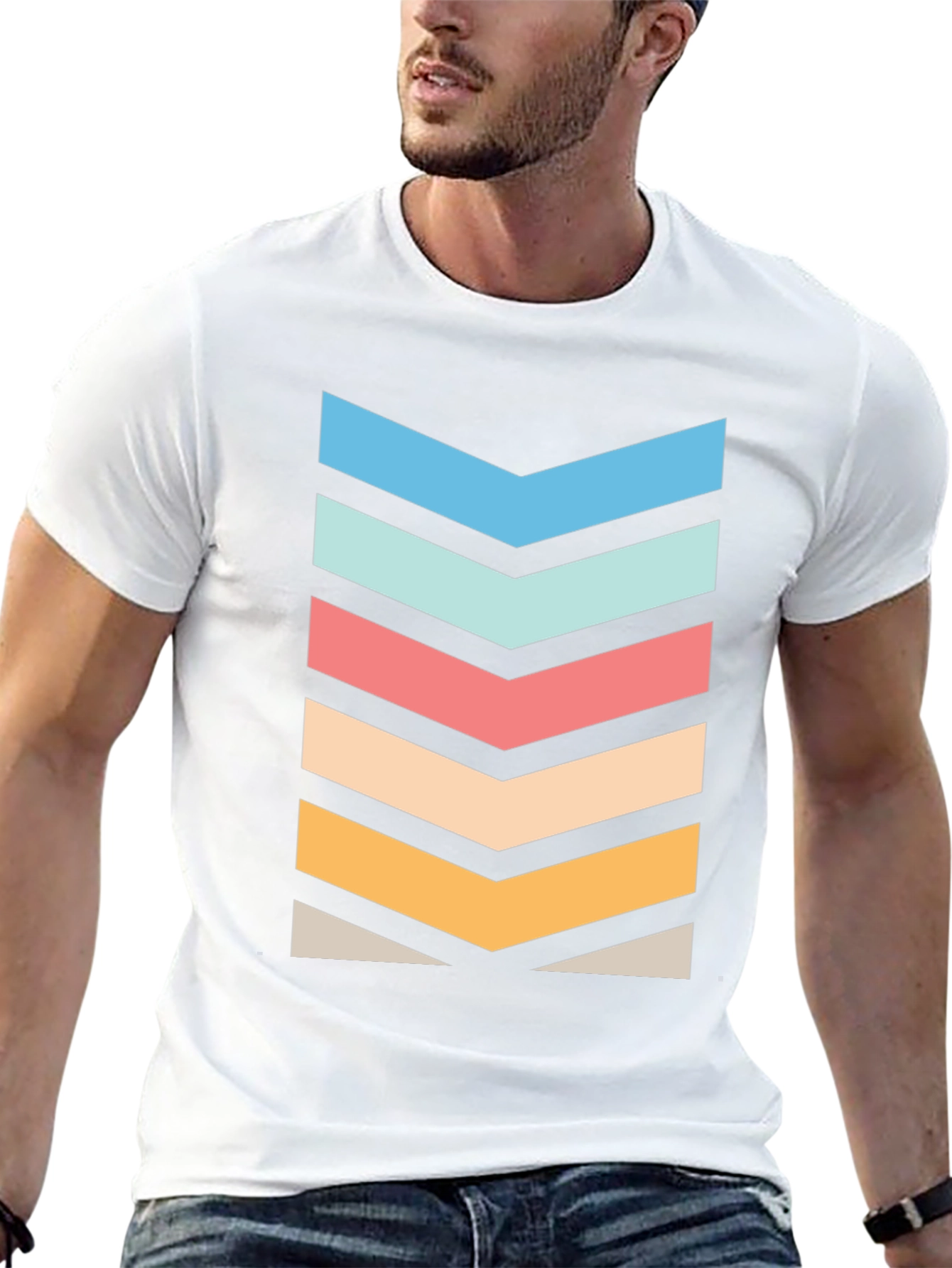 Retro Chevron Graphic Tee - Stylish Black T-Shirt