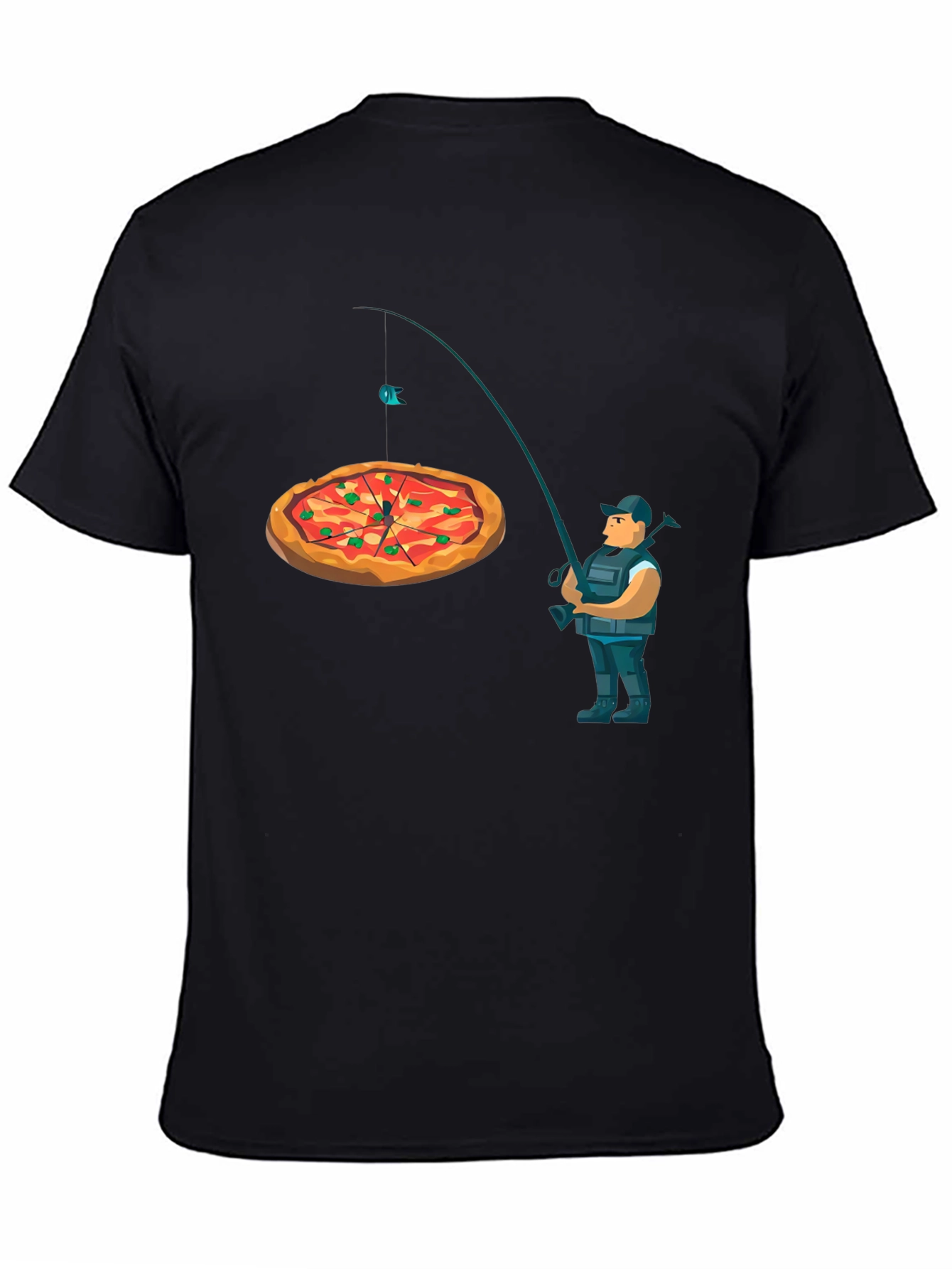 Pizza Fishing Graphic T-Shirt - Funny Novelty Tee