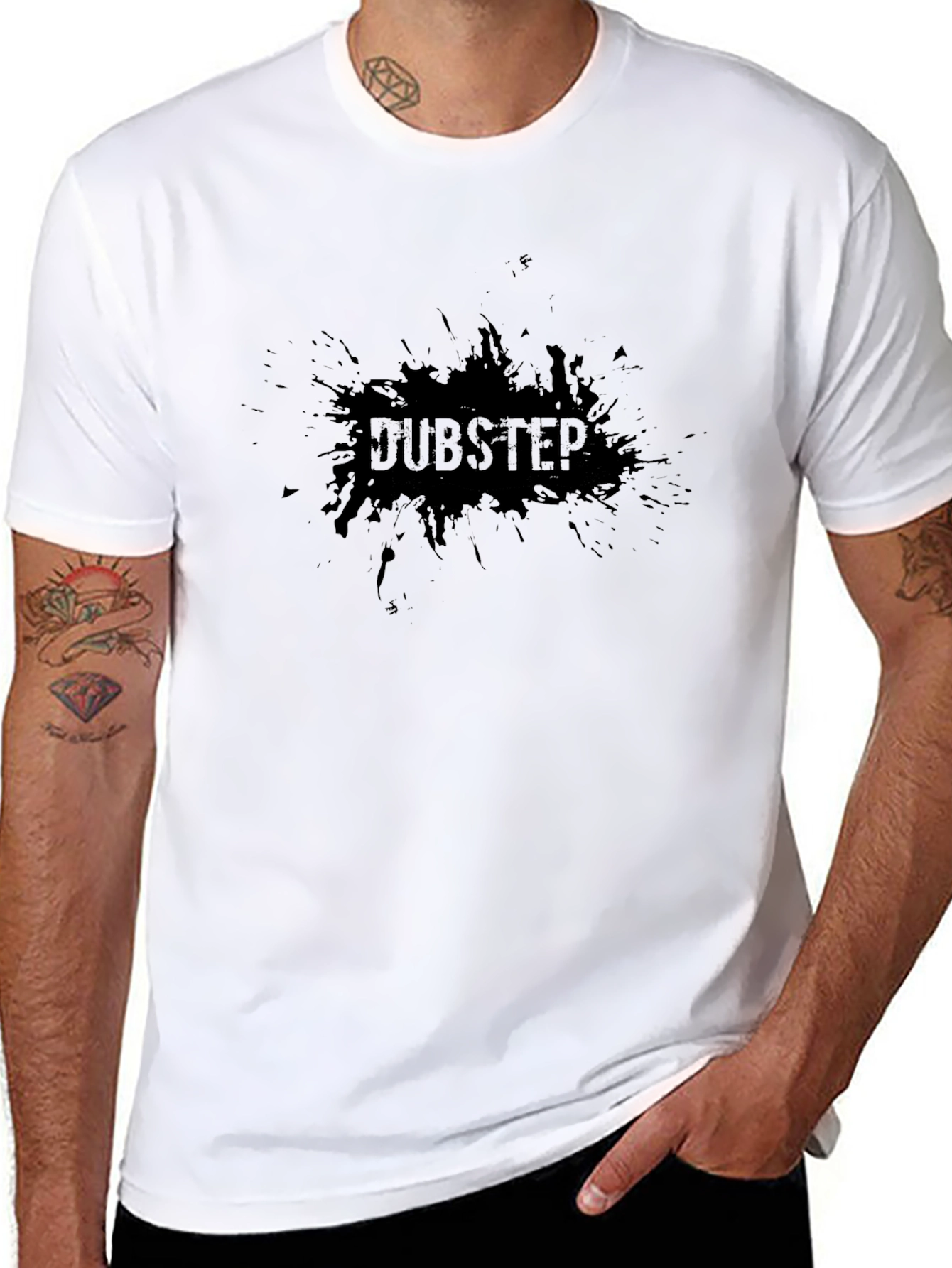 Dubstep Splatter Graphic Black T-Shirt