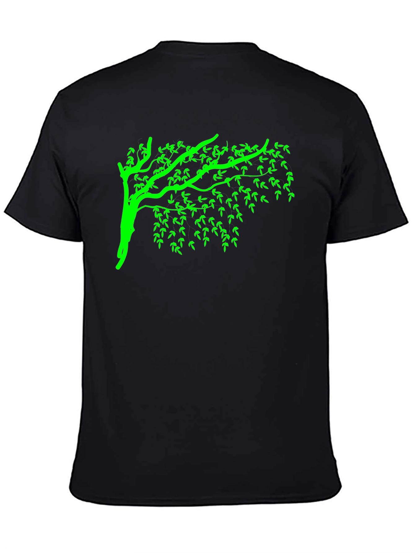 Green Tree Graphic Black T-Shirt