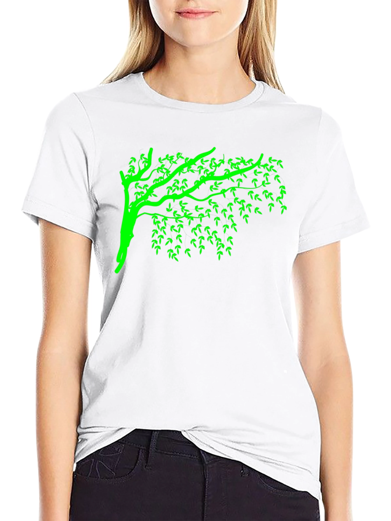 Green Tree Graphic Black T-Shirt