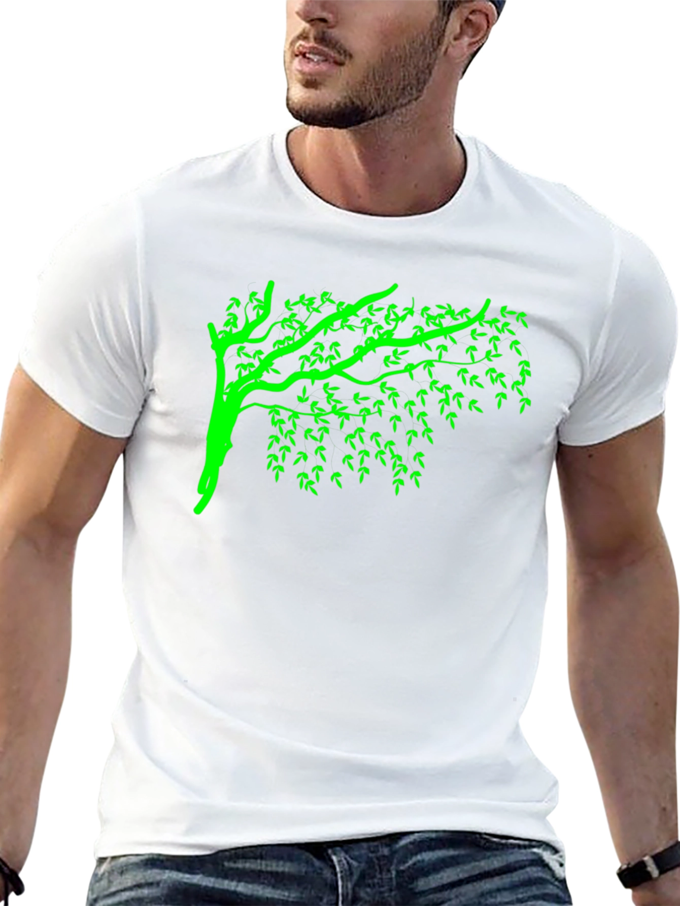 Green Tree Graphic Black T-Shirt
