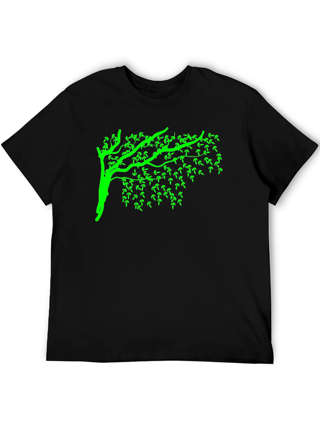 Green Tree Graphic Black T-Shirt