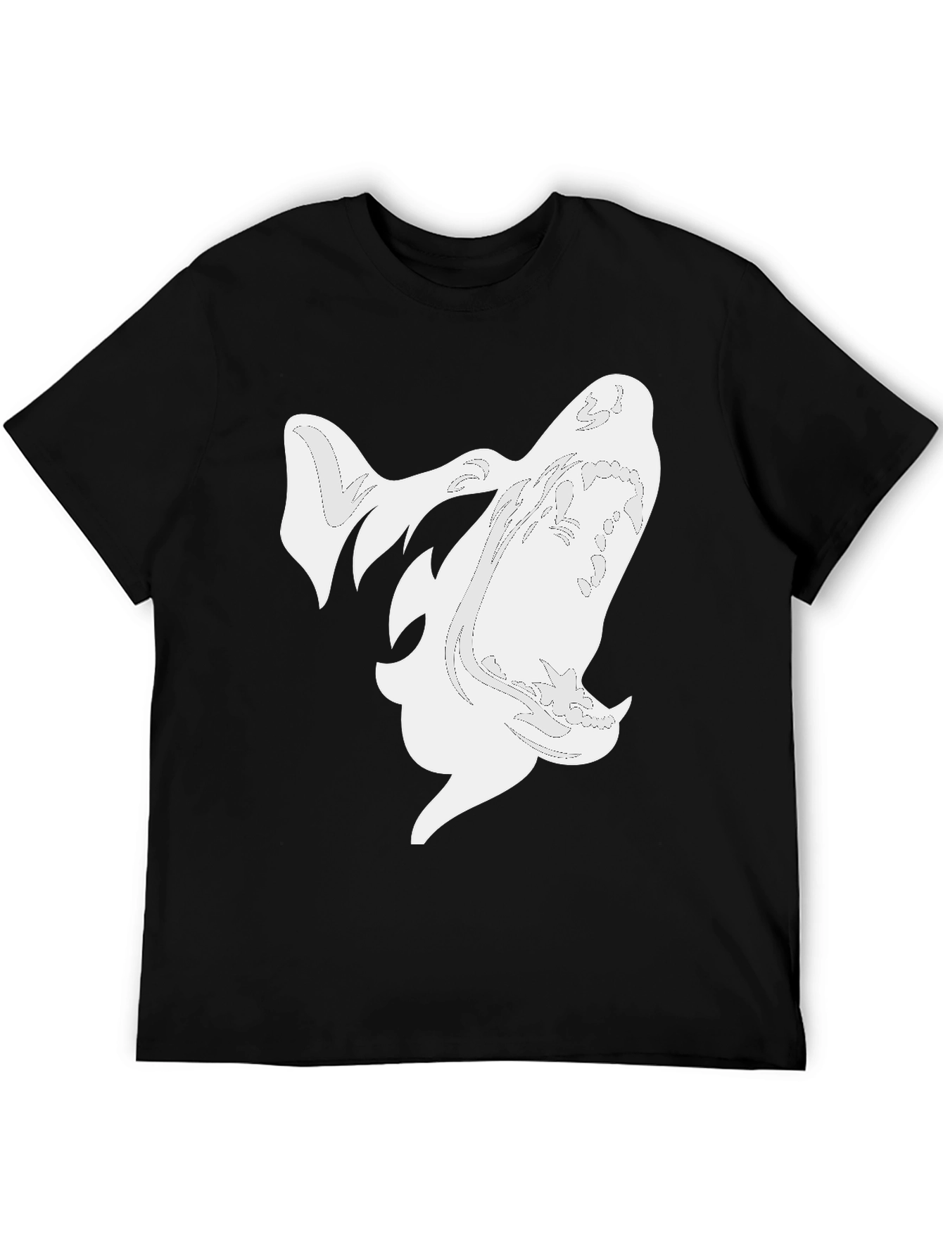 Stylish Black T-Shirt with White Abstract Design
