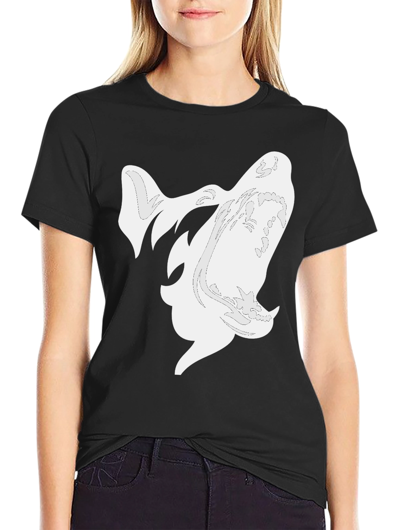 Stylish Black T-Shirt with White Abstract Design