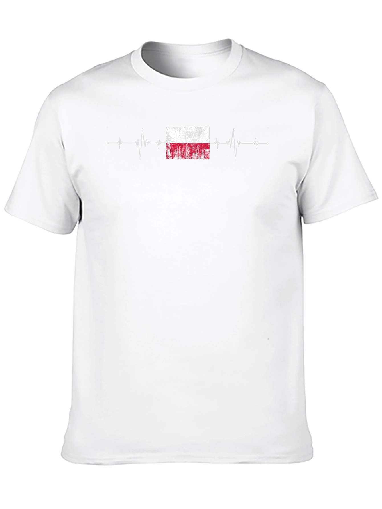 Poland Flag Heartbeat T-Shirt - Black
