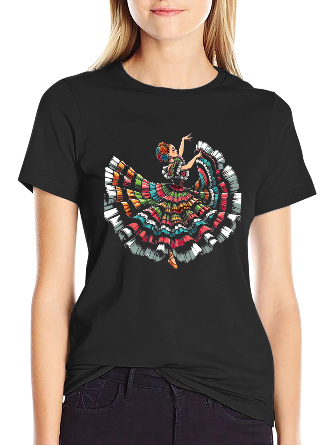 Mexican Folklorico Dancer T-Shirt - Vibrant Fiesta Style