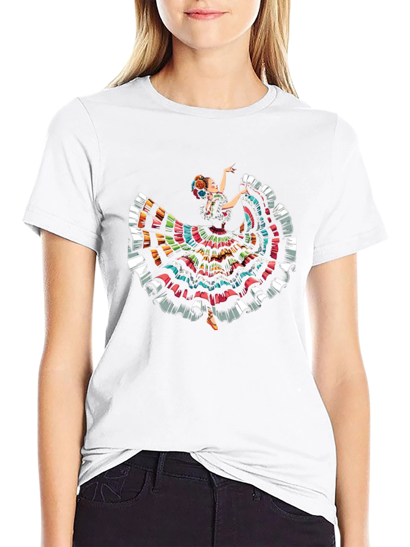 Mexican Folklorico Dancer T-Shirt - Vibrant Fiesta Style