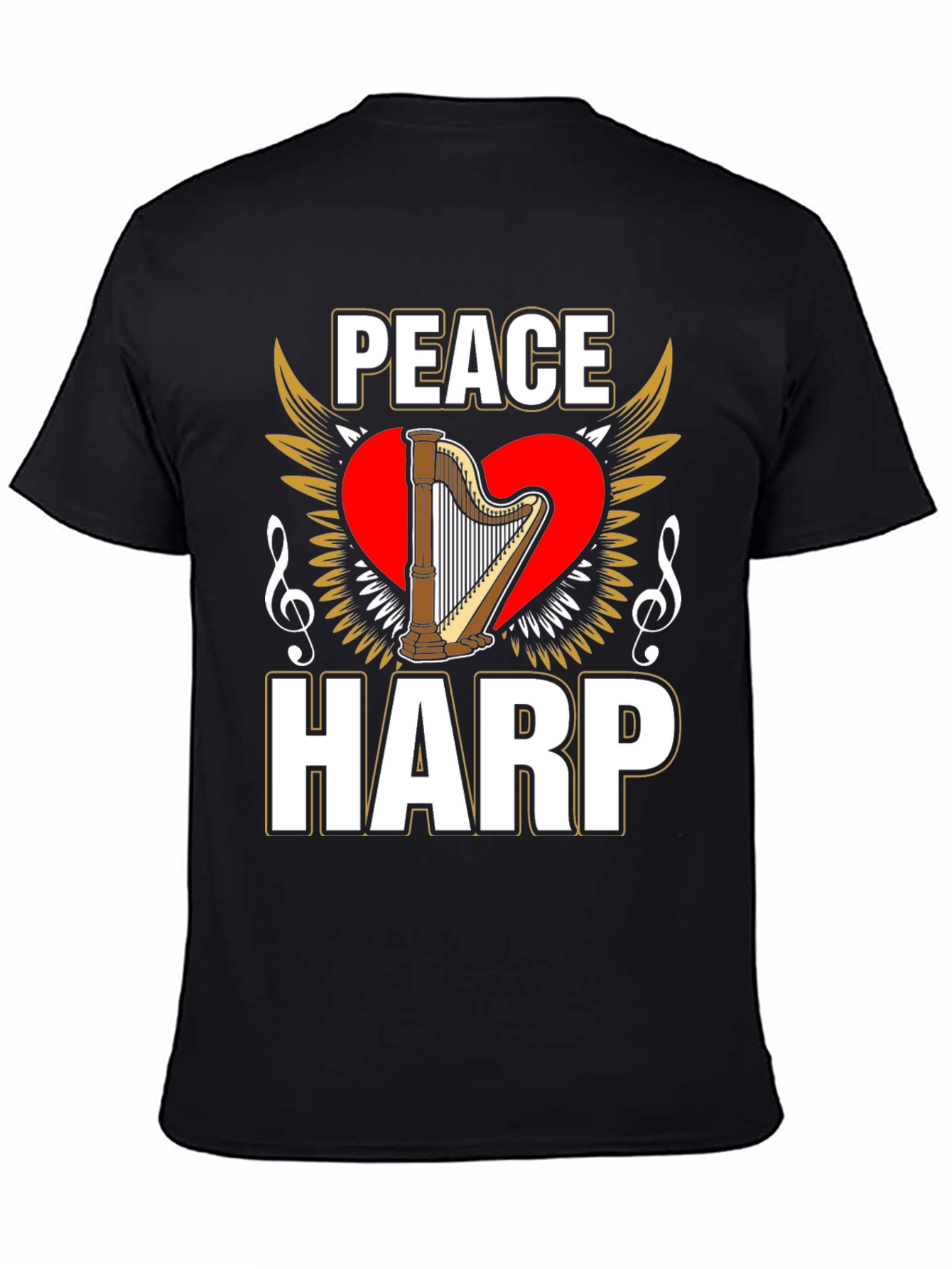 Peace Harp Graphic T-Shirt - Musical Instrument Lover