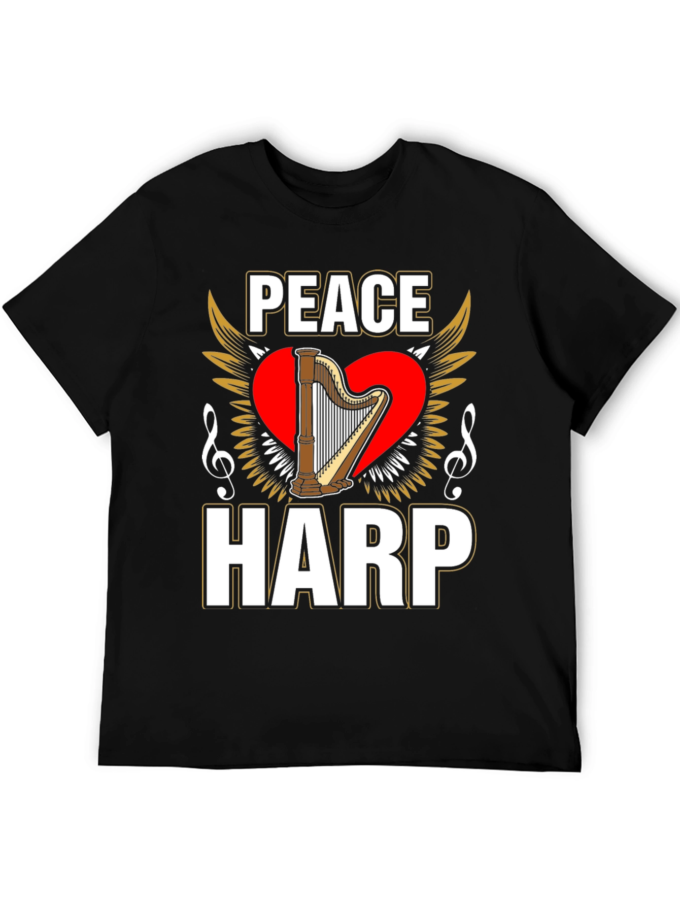 Peace Harp Graphic T-Shirt - Musical Instrument Lover