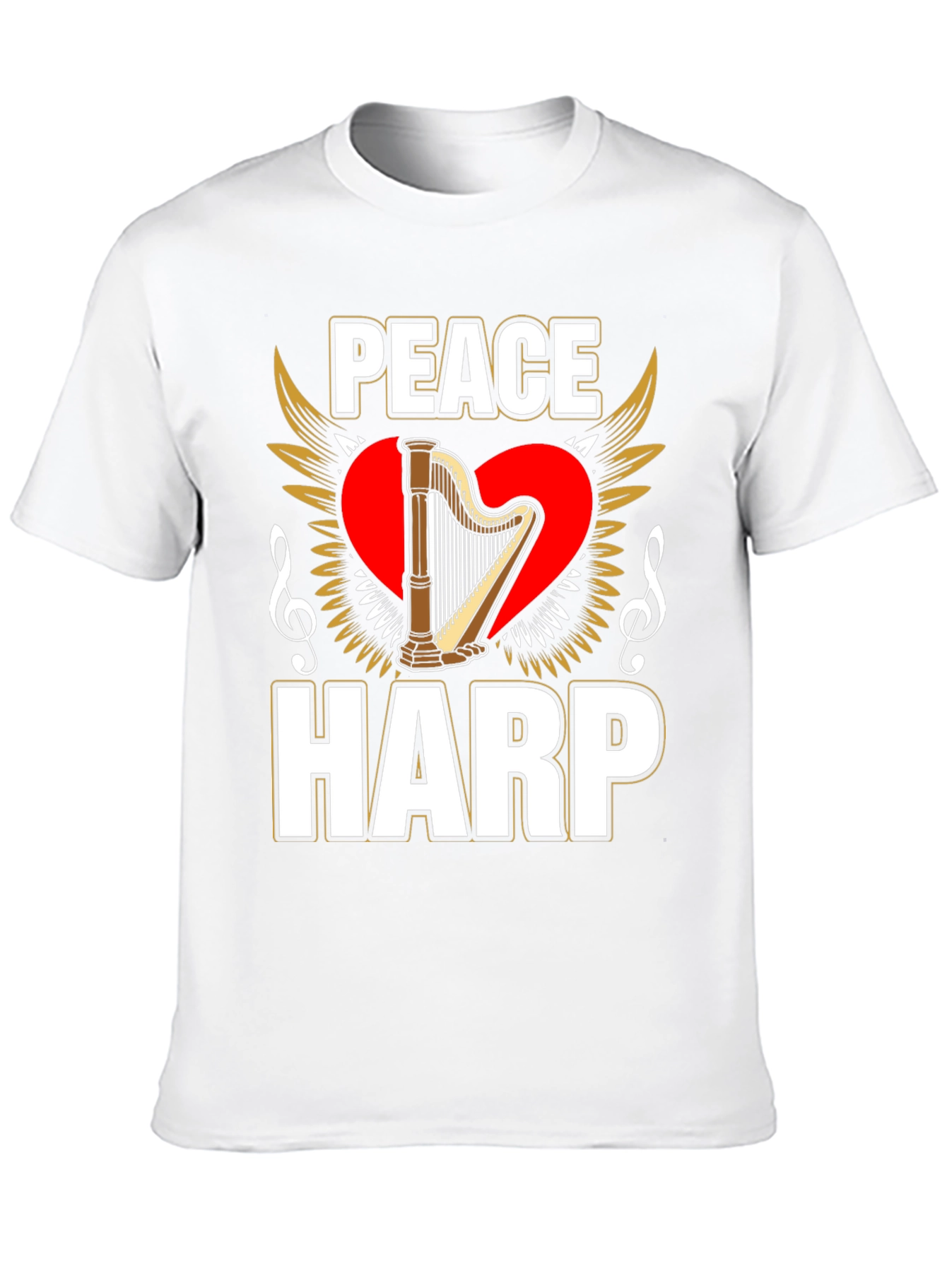 Peace Harp Graphic T-Shirt - Musical Instrument Lover