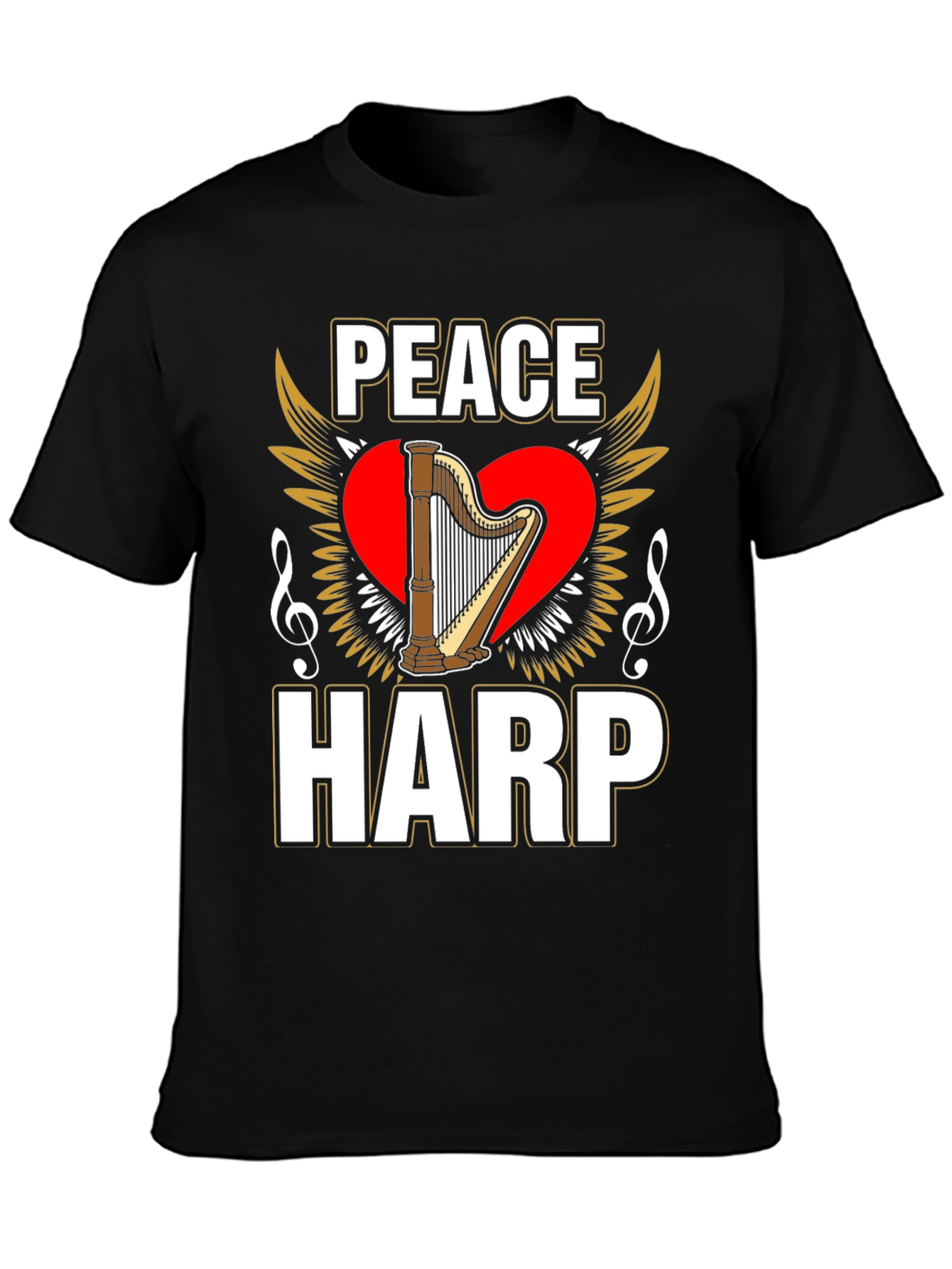 Peace Harp Graphic T-Shirt - Musical Instrument Lover