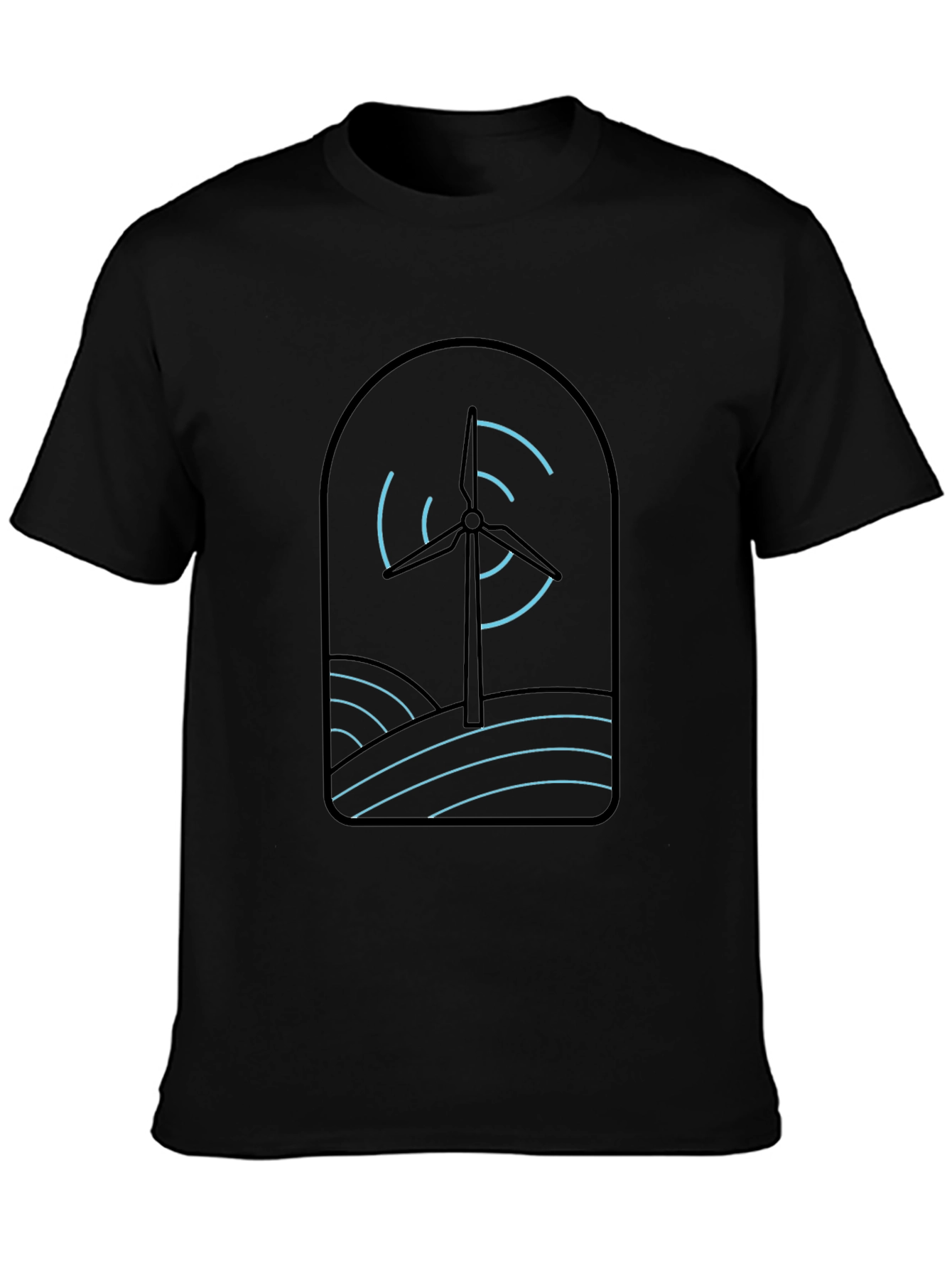 Eco Windmill Graphic Tee - Black Cotton